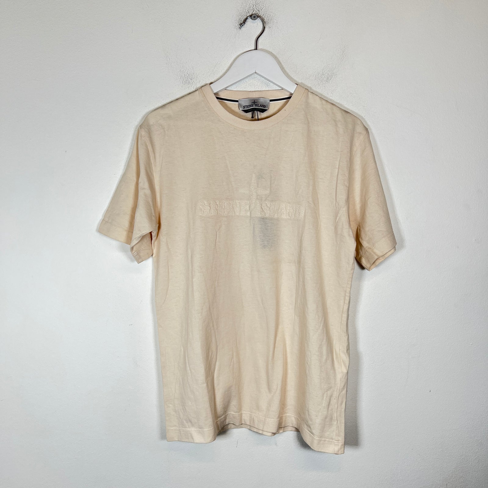 Stone Island Cream Embroidered Logo T-Shirt Size S