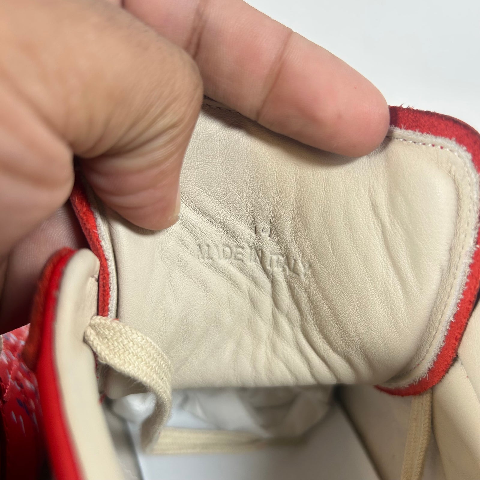 Maison Margiela Red Paint Splatter Mid-Top Sneaker Size 44
