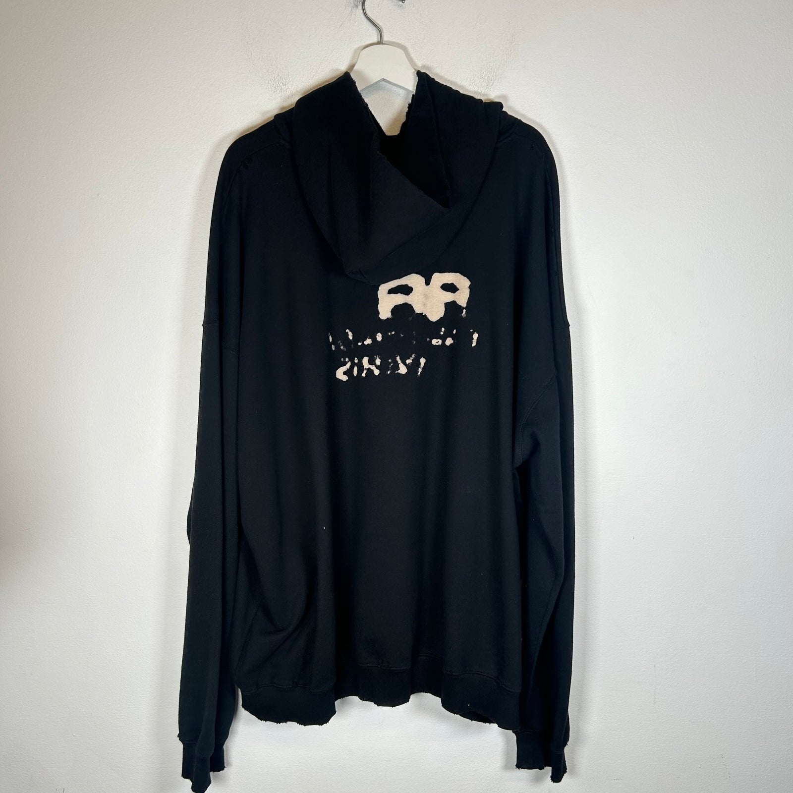 Balenciaga Black Hand Drawn Mud Logo Hoodie Size S