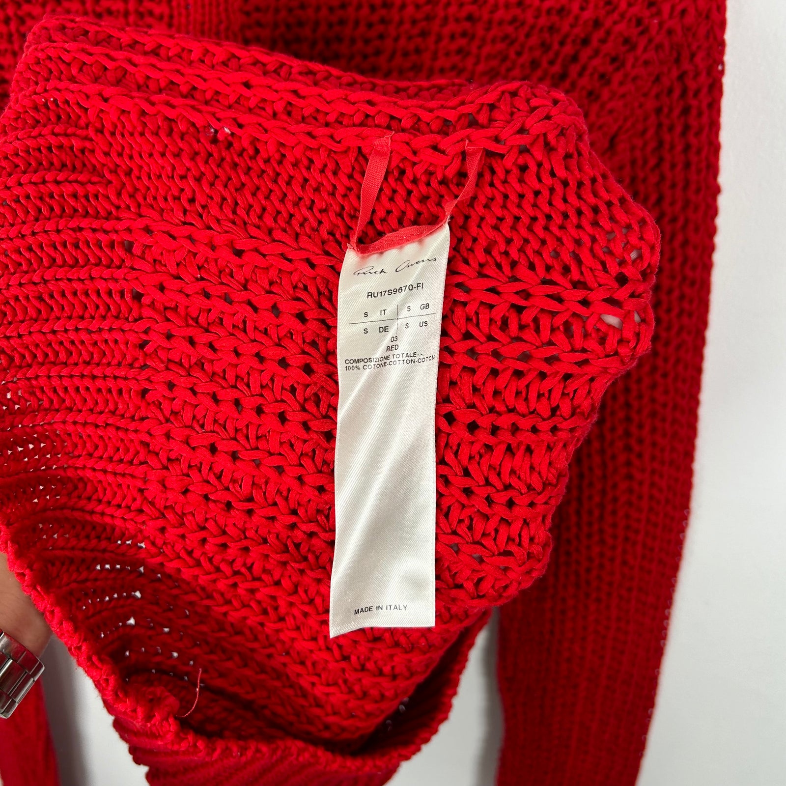 Rick Owens Walrus SS17 Red Knit Sweater Size S