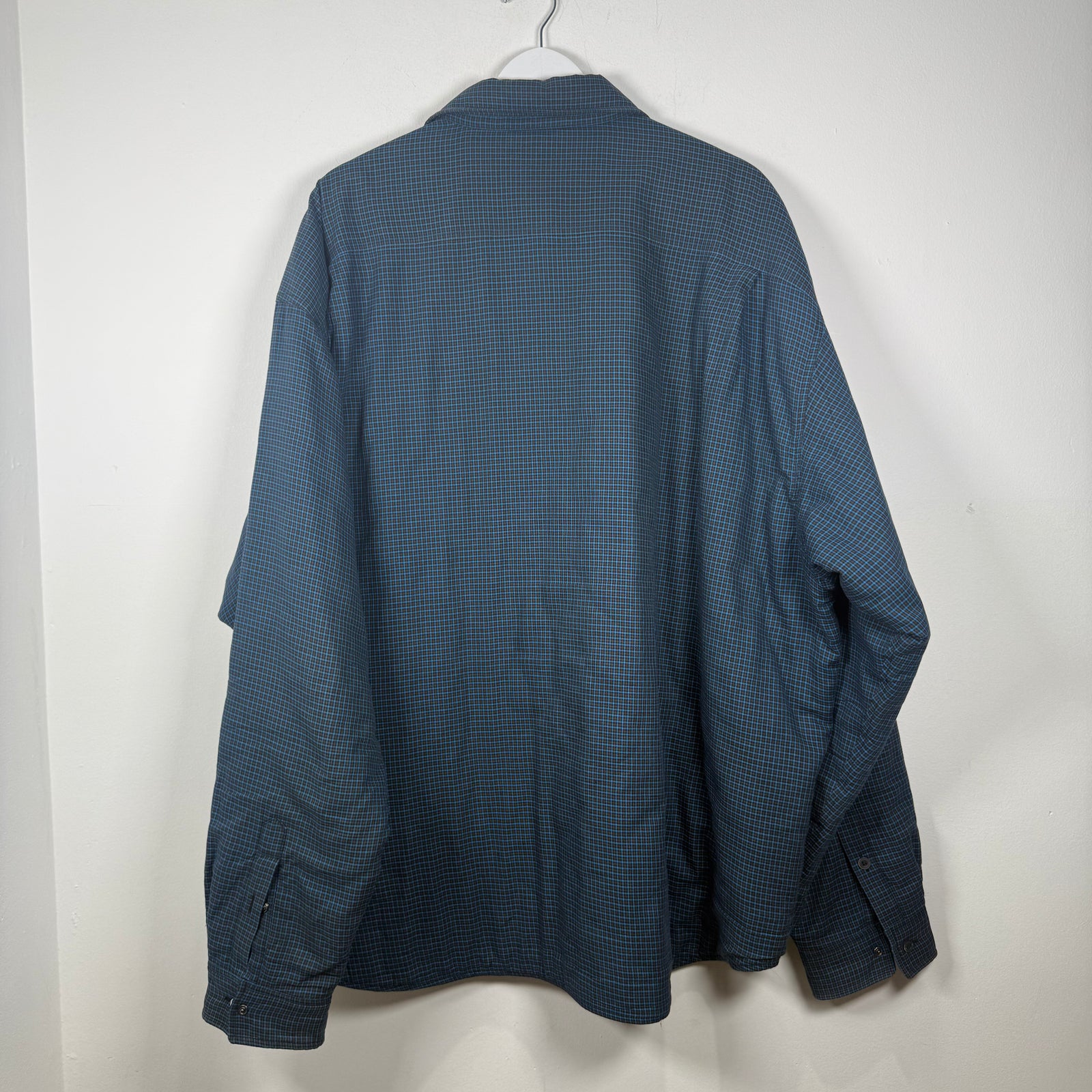 Balenciaga Navy Plaid Padded Button-Up Jacket Size XXL