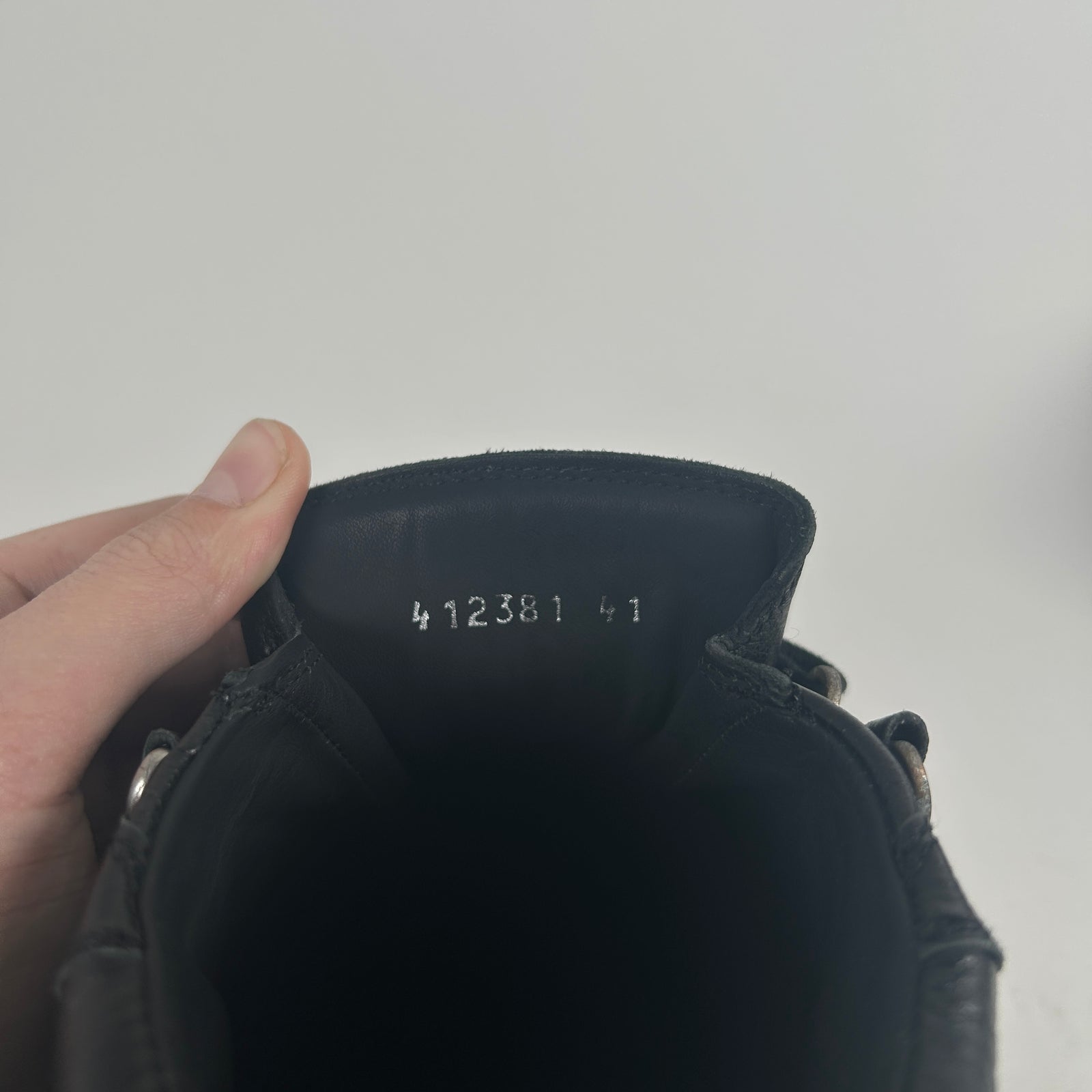 Balenciaga Black Leather 'Arena' Hightop Sneaker Size 9