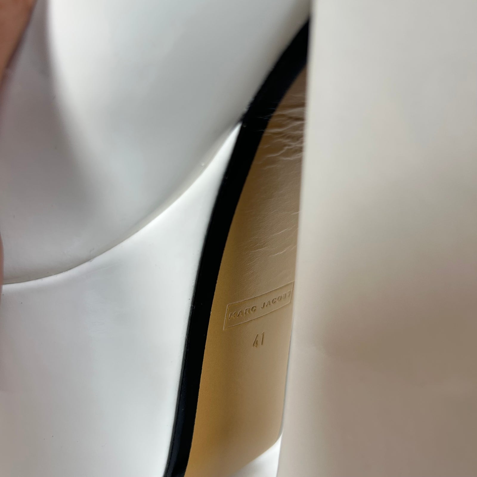 Marc Jacobs White Patent Leather Kiki Platform Heels Size 41