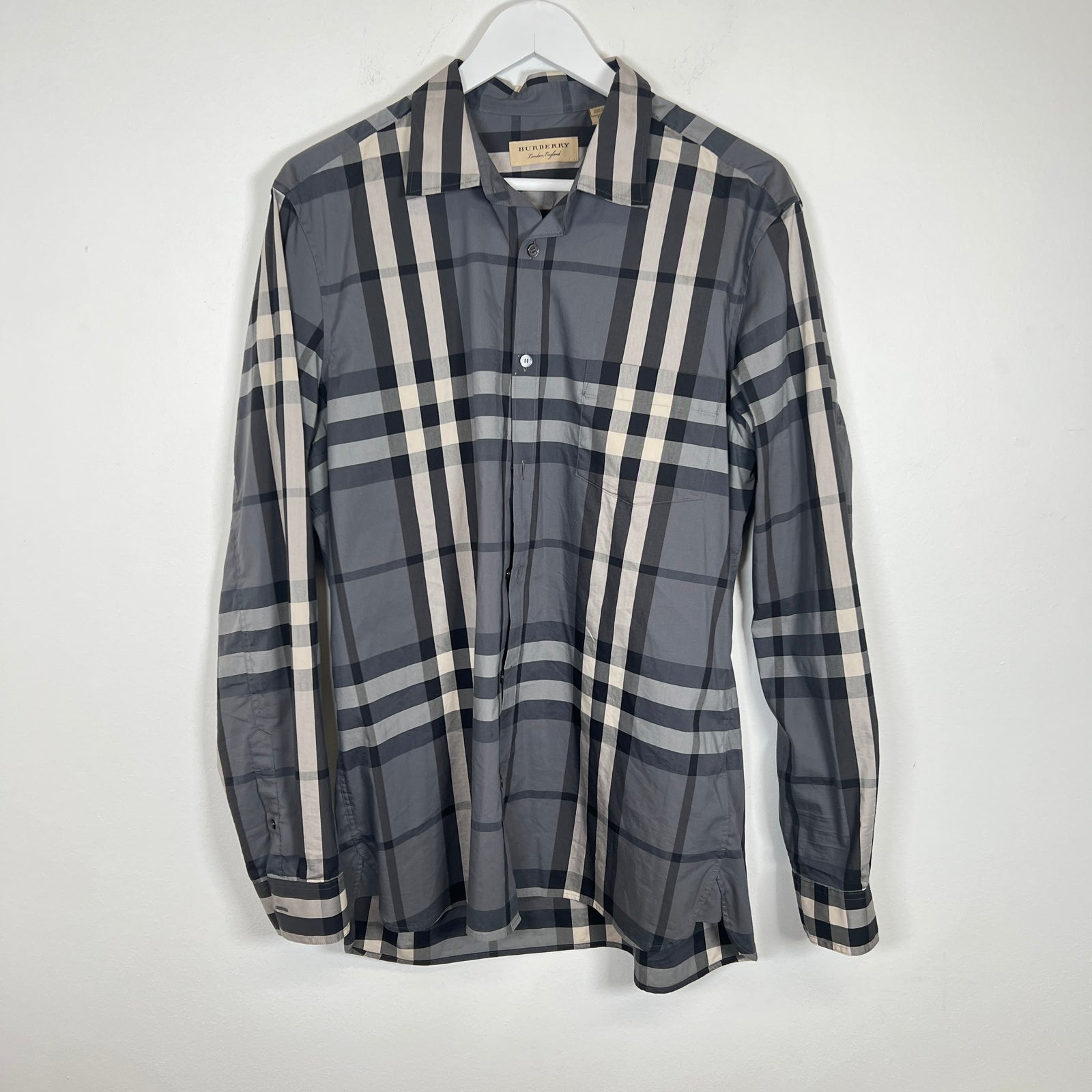Burberry Grey Plaid Shirt Size XL