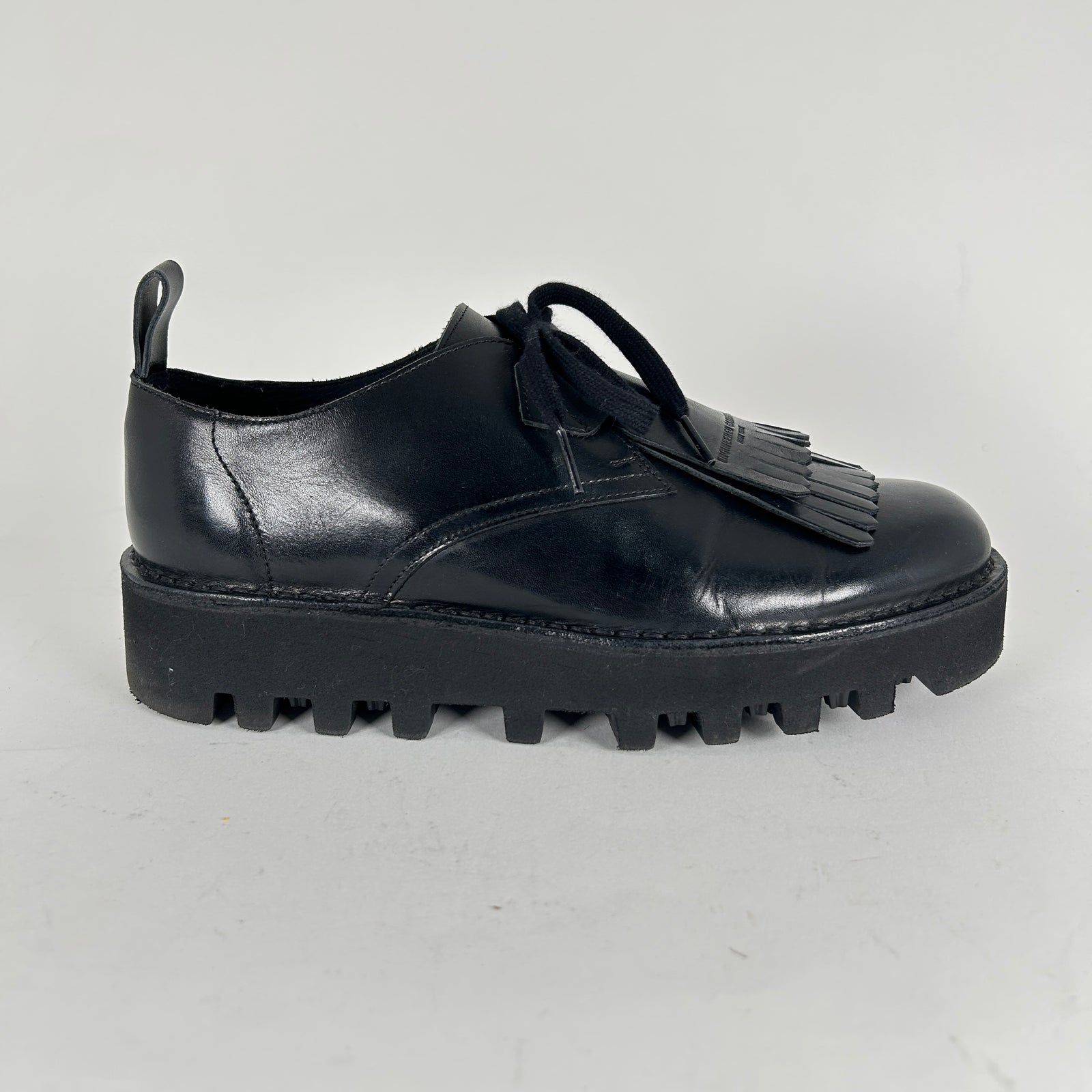 Engineered Garments Black Leather Tassel Loafers Size 10