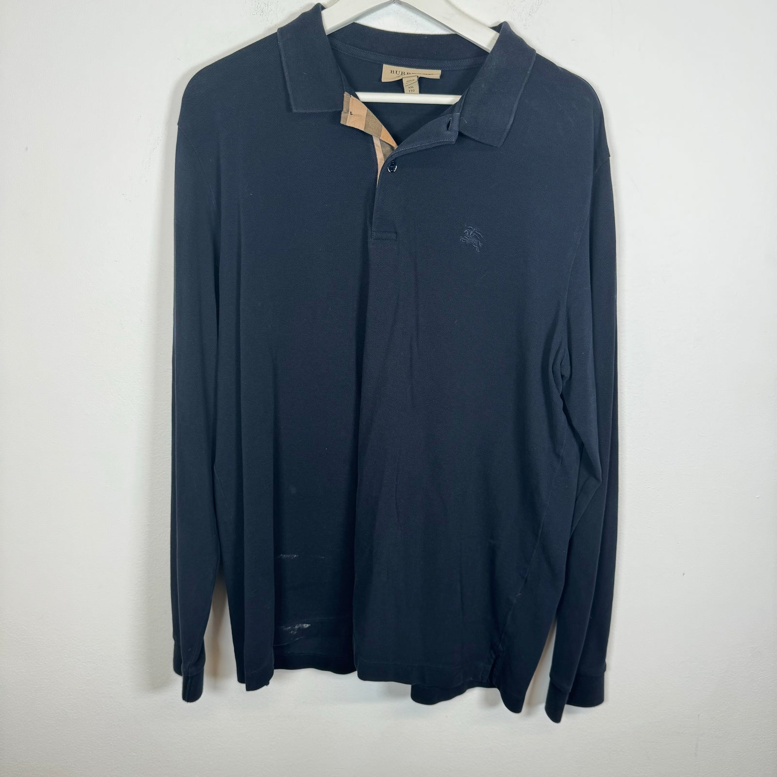 Burberry Navy Longsleeve Polo Shirt Size XXL