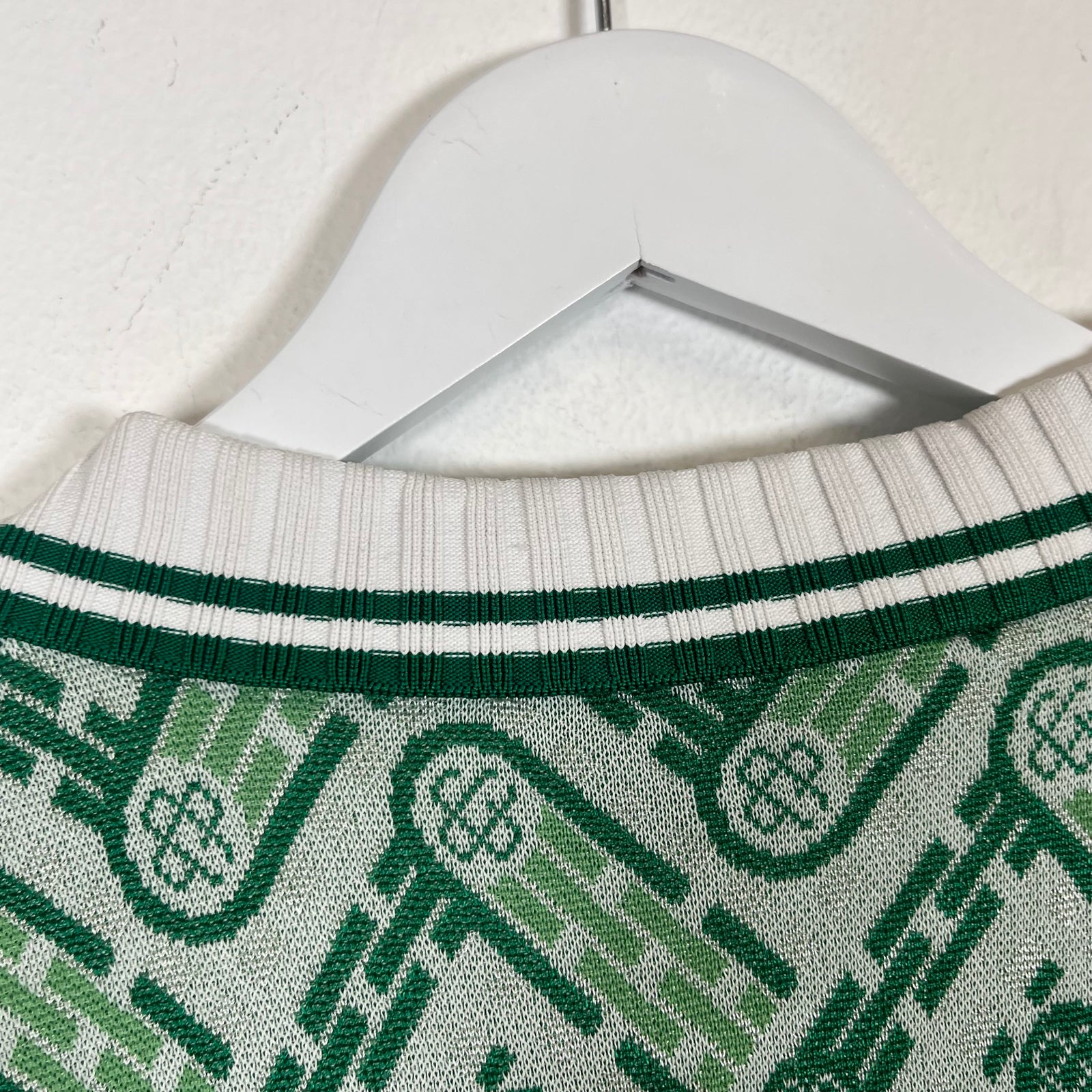 Casablanca Green Monogram Jacquard Knit Polo Size 2XL