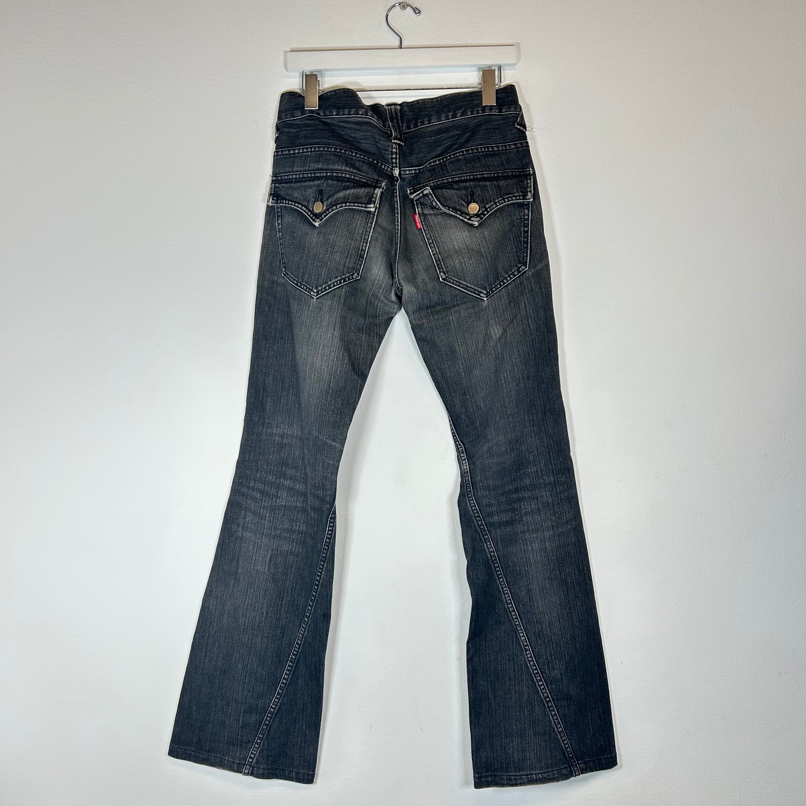 Tornado Mart Grey Spiral Cut Flared Jeans Size 31