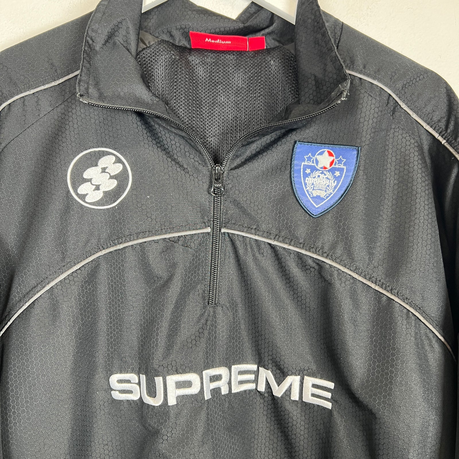 Supreme Black Reflective Piping Pullover Size M