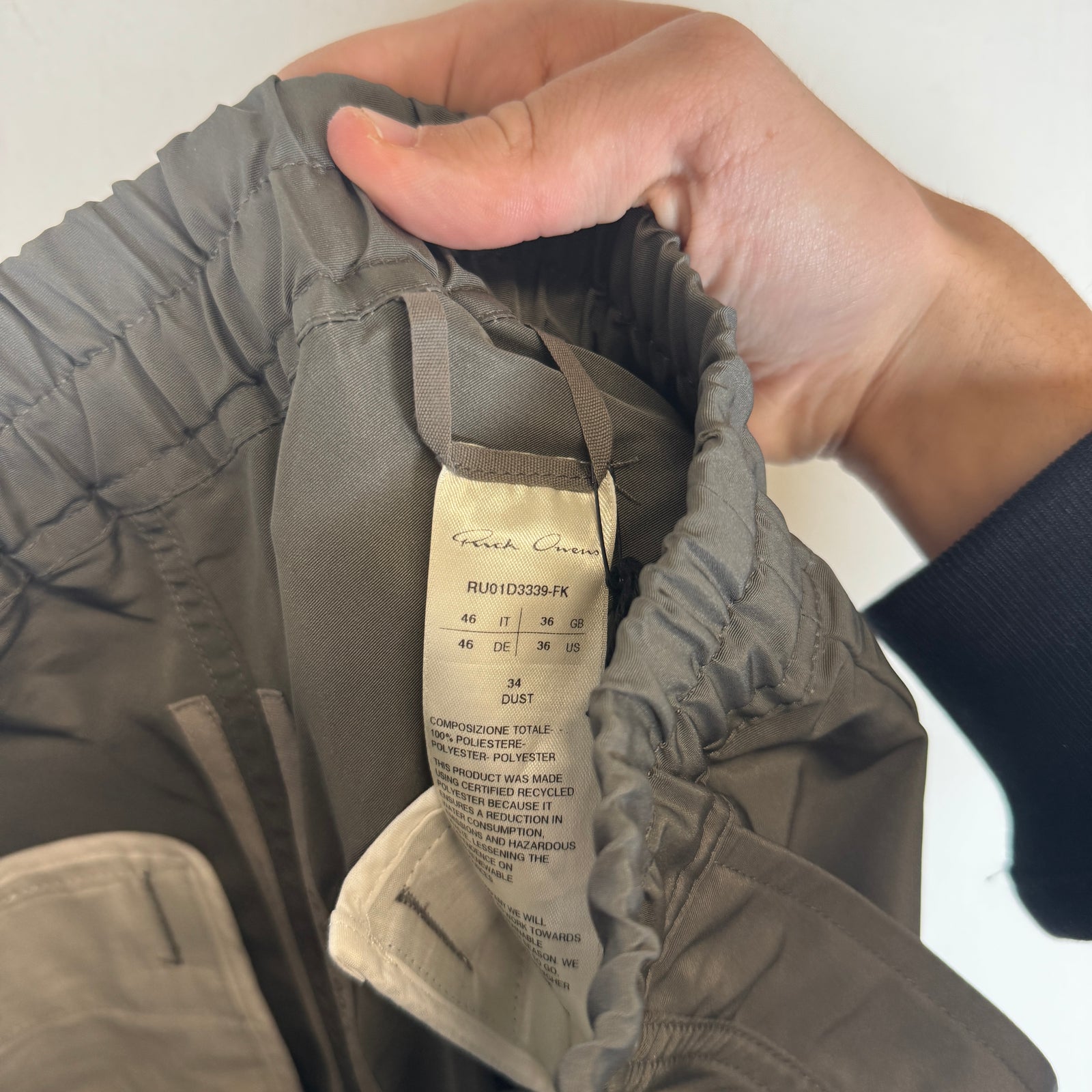 Rick Owens Grey Mainline Jumbo Bela Cargos Size 46