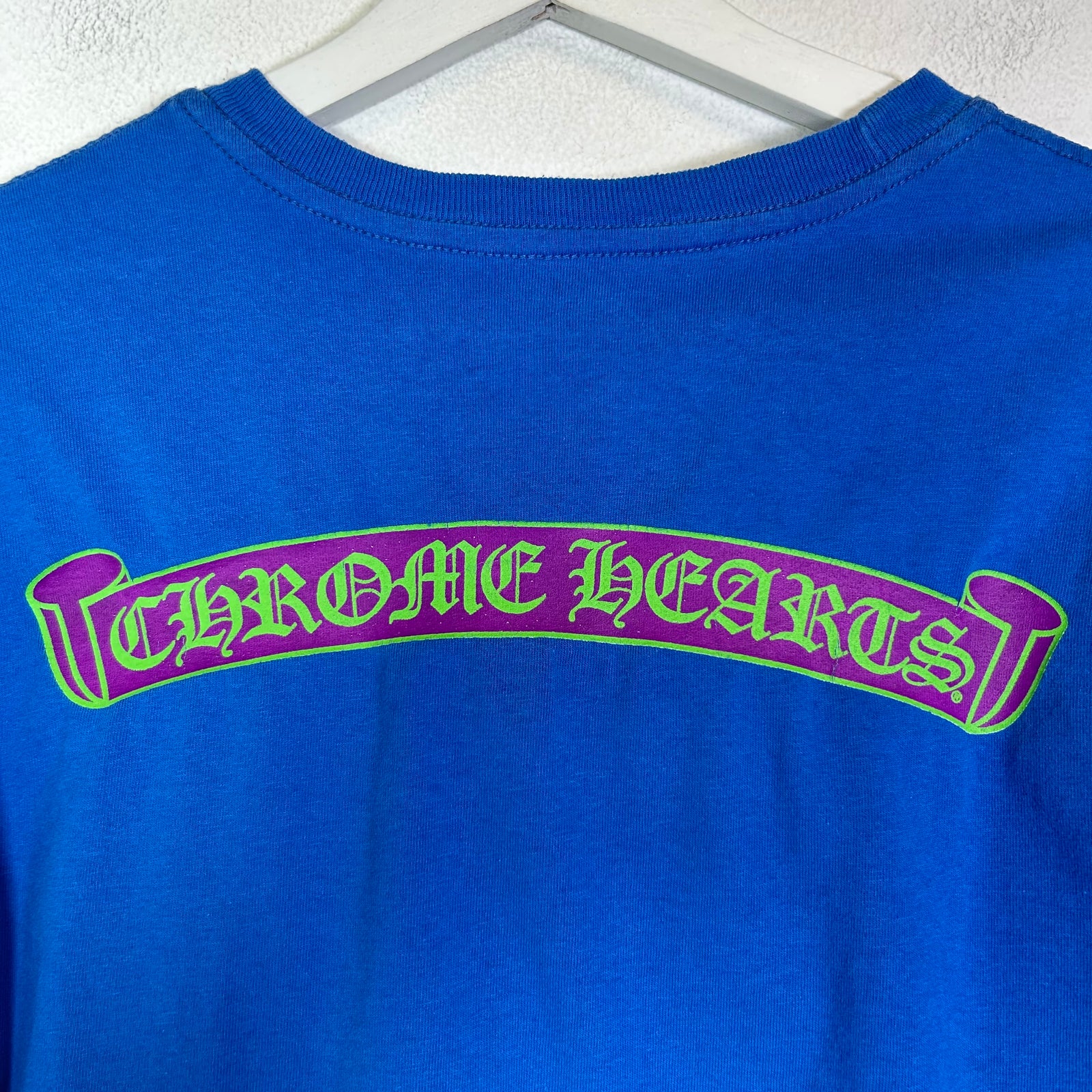 Chrome Hearts Blue Scroll Logo T-Shirt