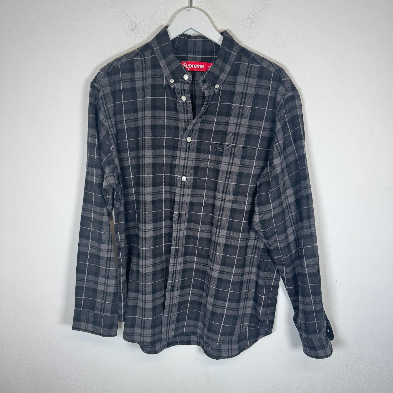Supreme Black Plaid Flannel Shirt Size M
