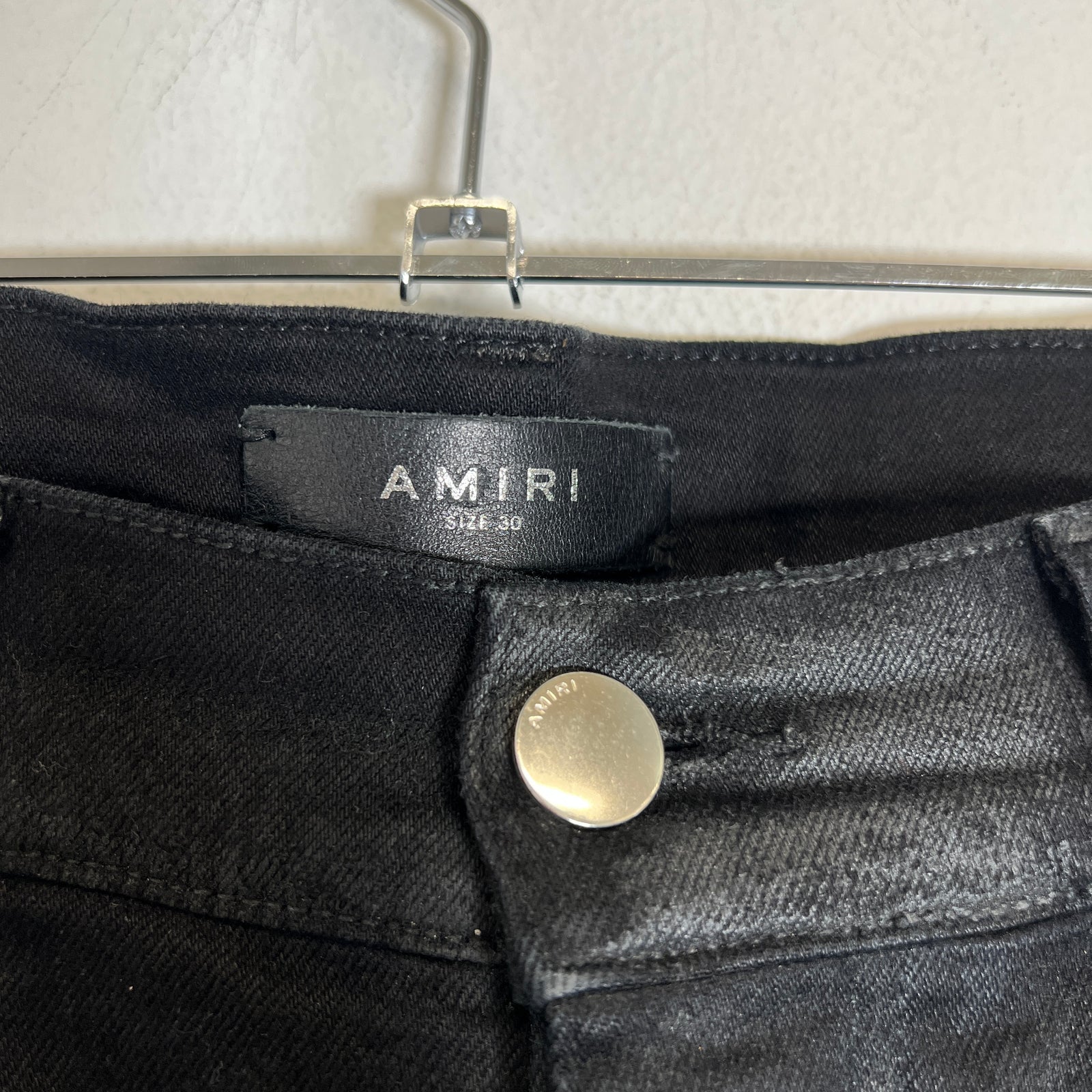 Amiri Black Waxed MX1 Jeans Size 30