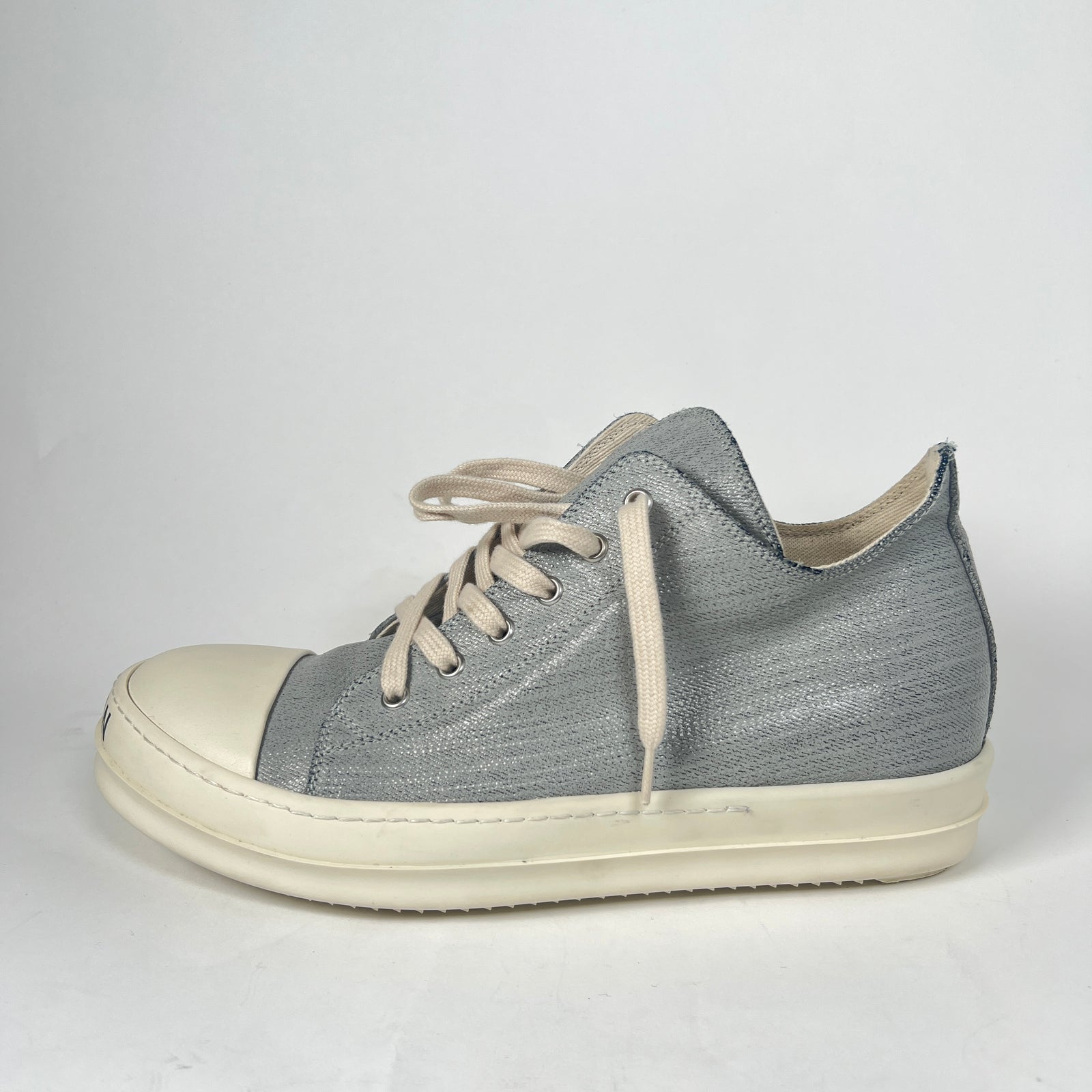 Rick Owens Waxed Silver Sub-Human Low-Top Ramones Size 42