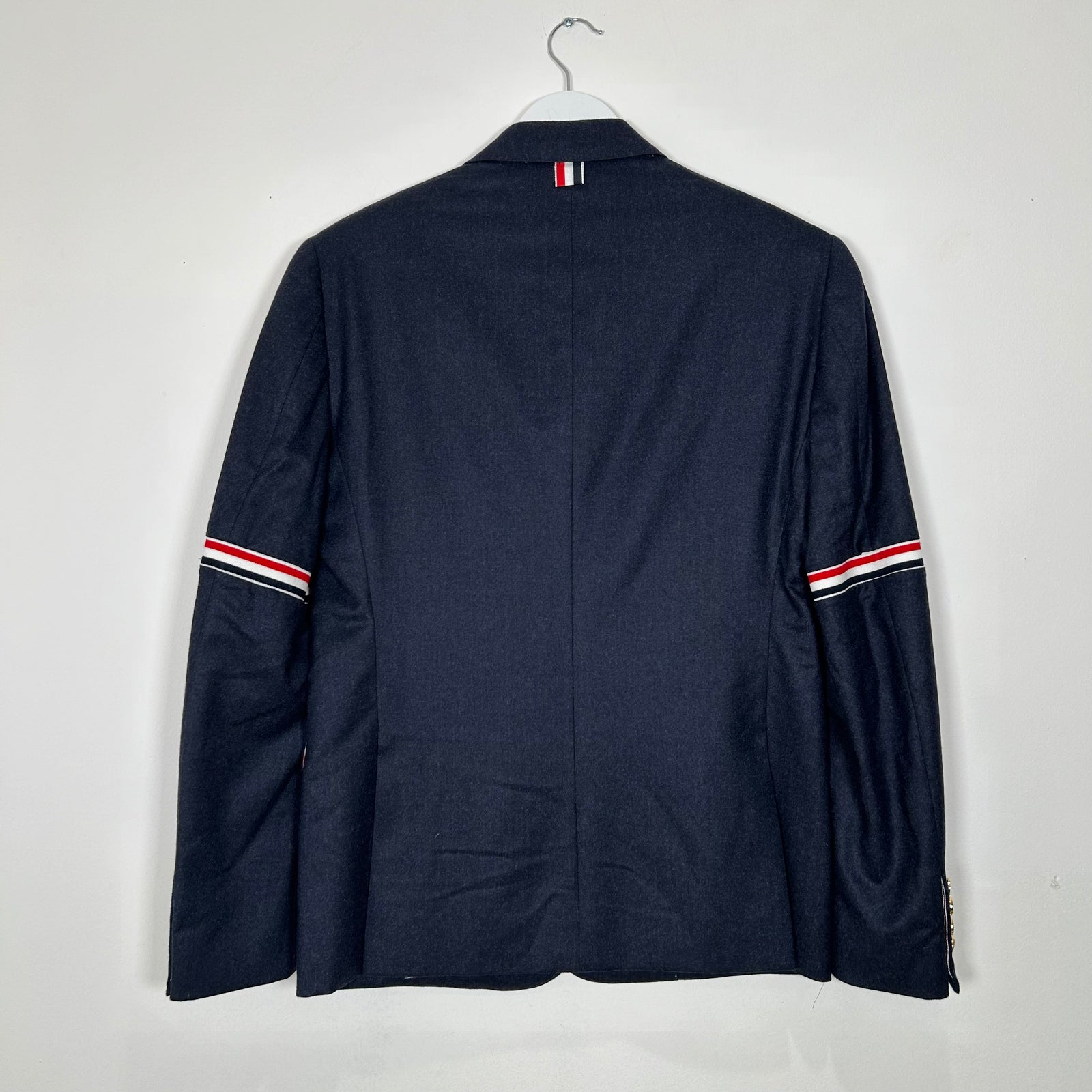Thom Browne Navy Wool Side Stripe Blazer Size 3