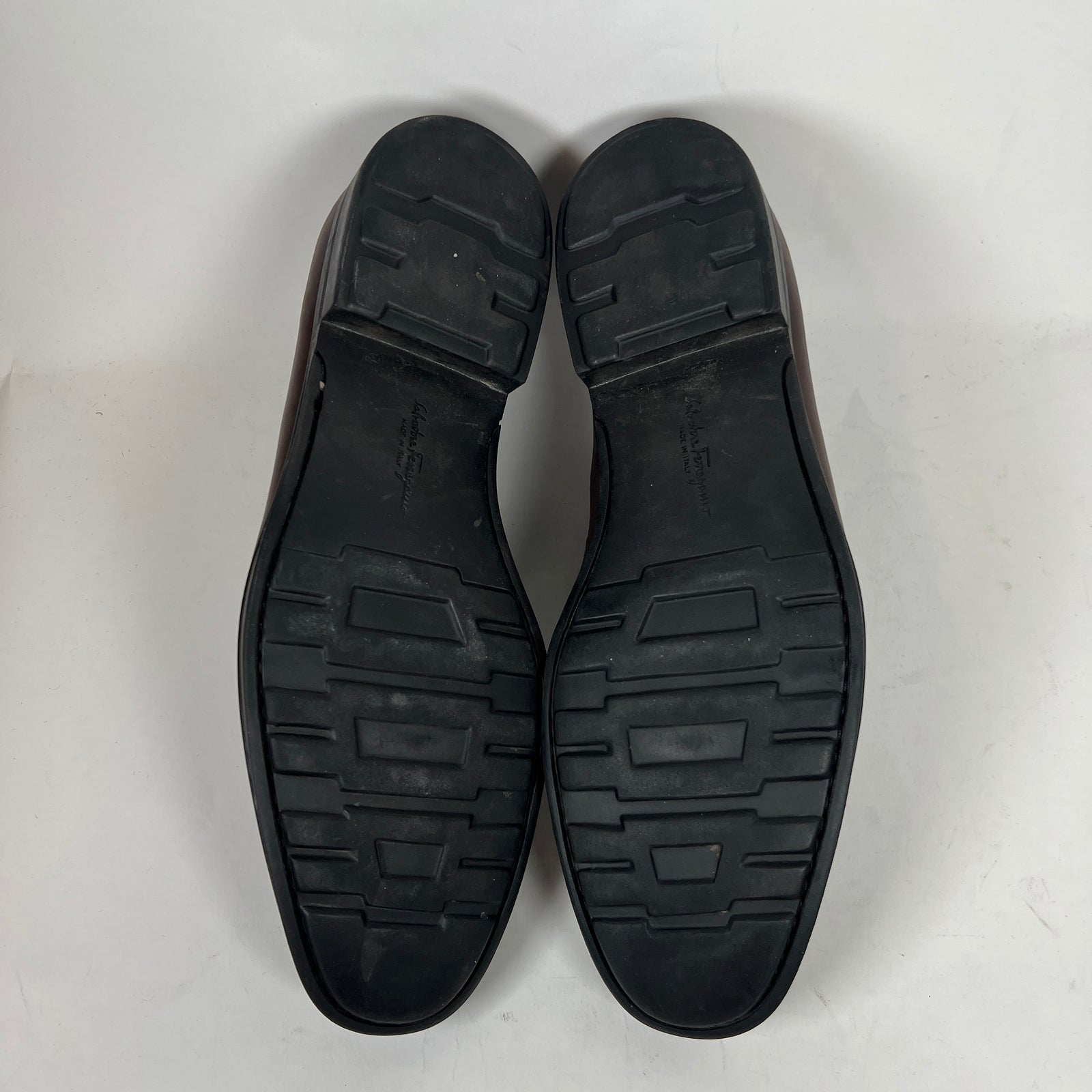 Ferragamo Black Square Toe Leather Loafers Size 10.5