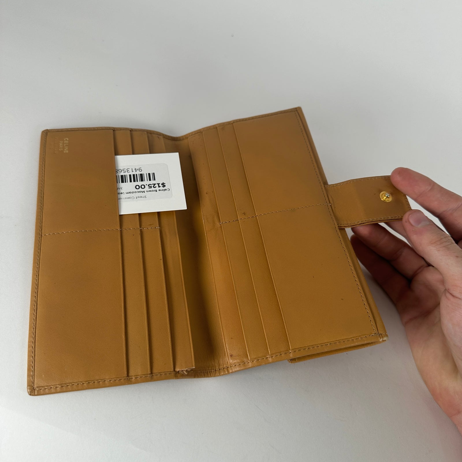 Celine Brown Macadam Leather Long Wallet