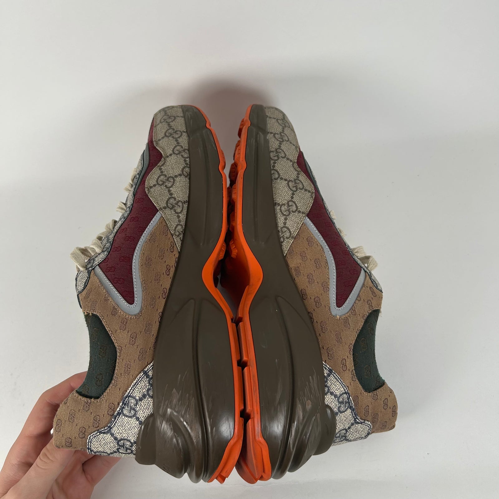 Gucci Brown GG Supreme Multi Rhyton Monogram Sneaker Size 11.5