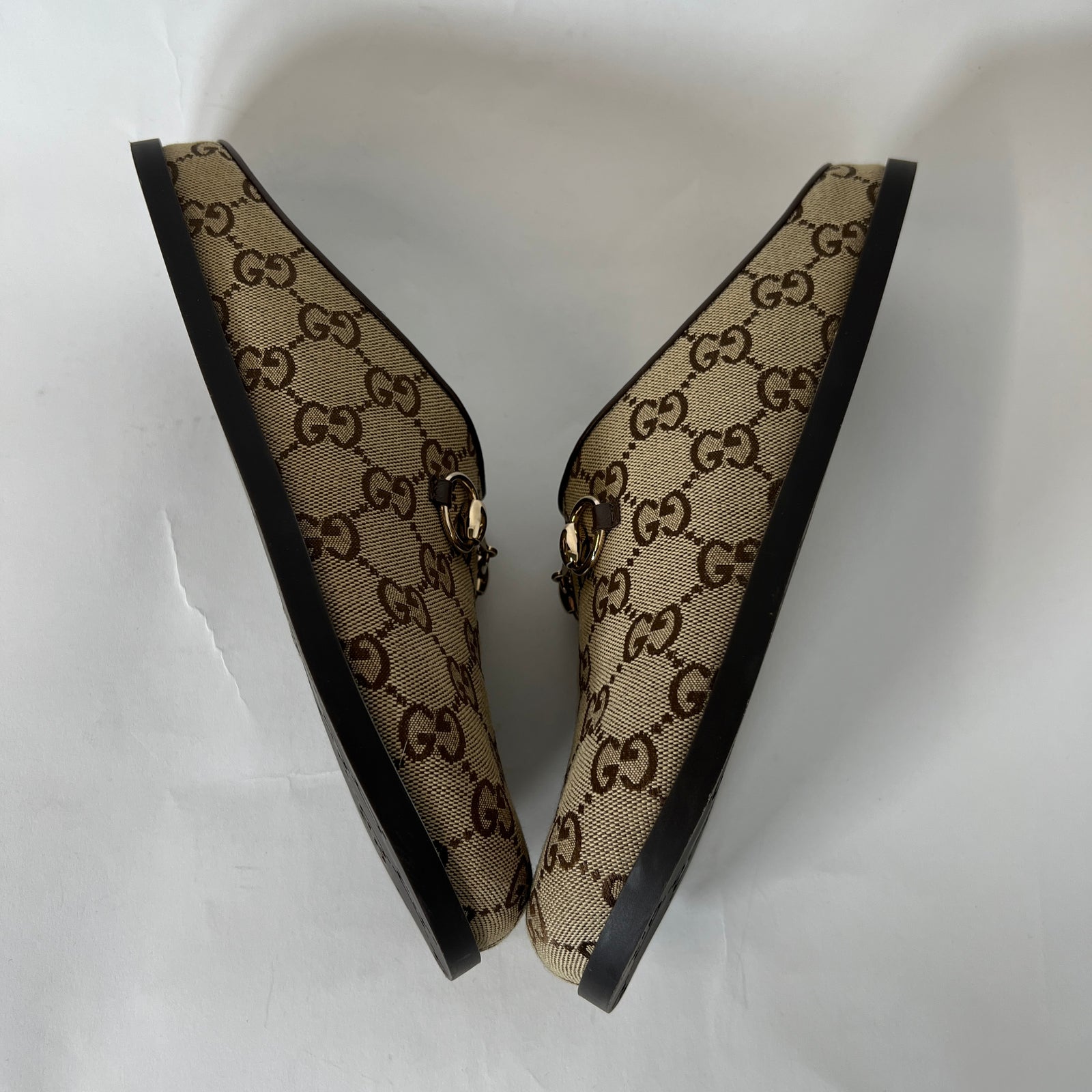 Gucci Beige GG Supreme Horsebit Mules Size 39