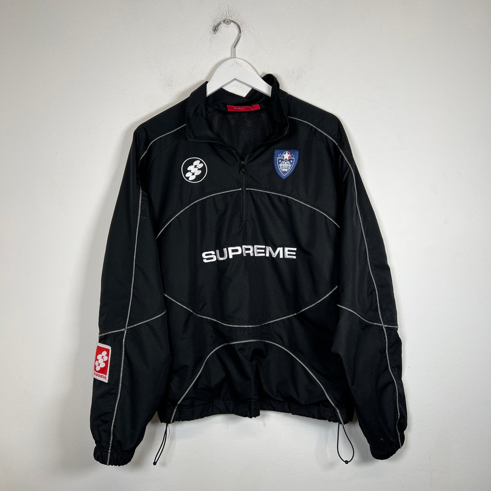 Supreme Black Reflective Piping Pullover Size M