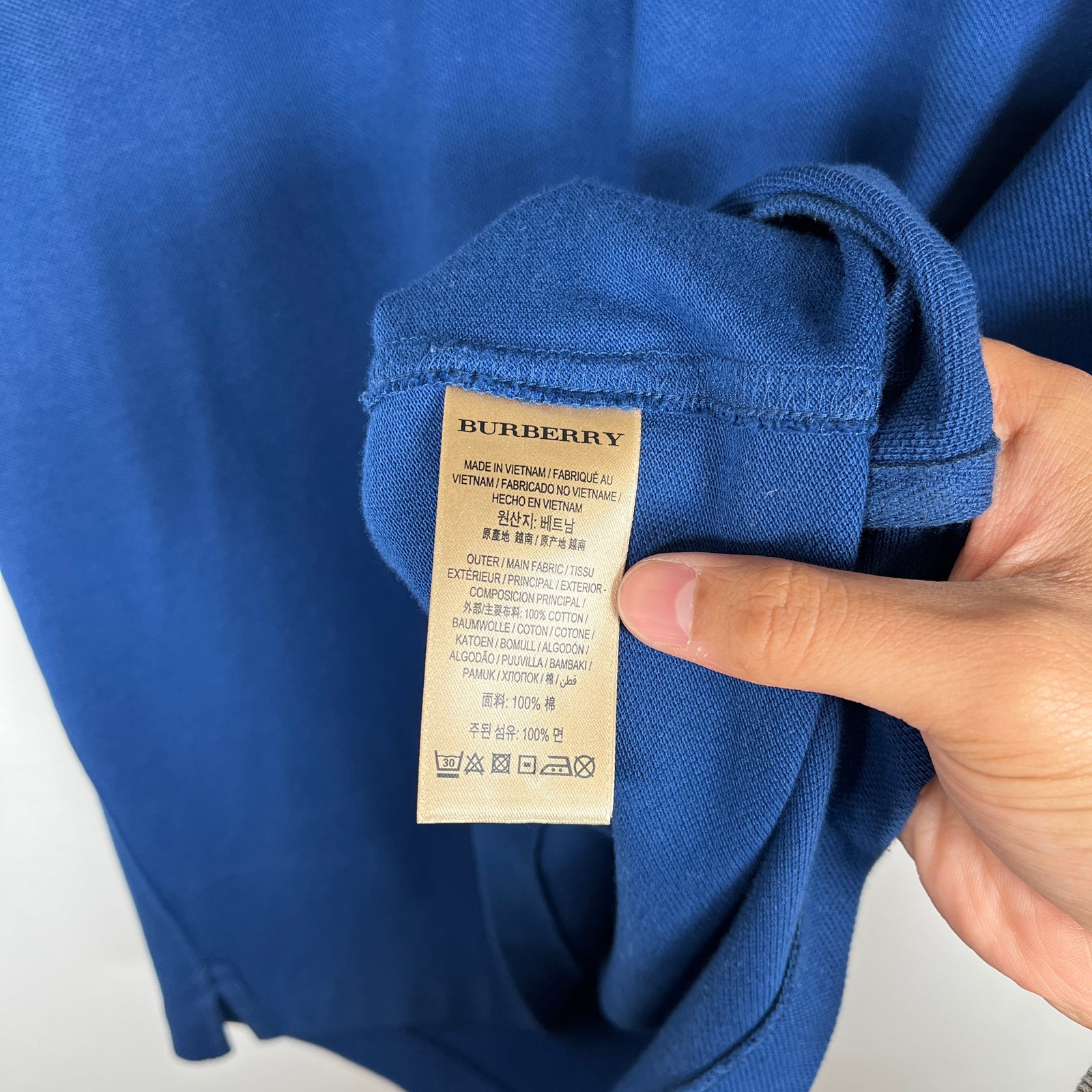 Burberry Blue Check Polo Size XXL