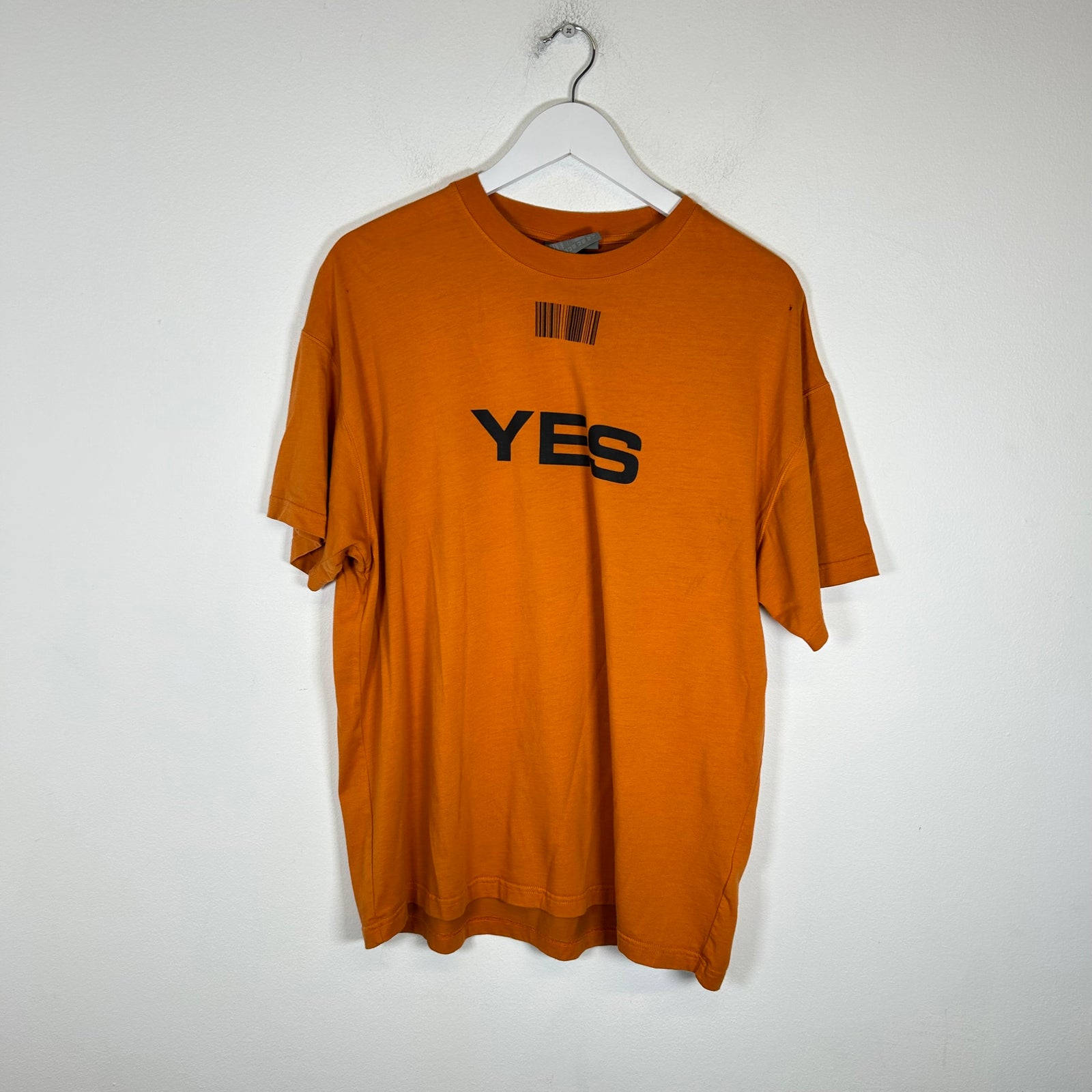 VTMNTS Orange 'Yes/No' T-Shirt Size M