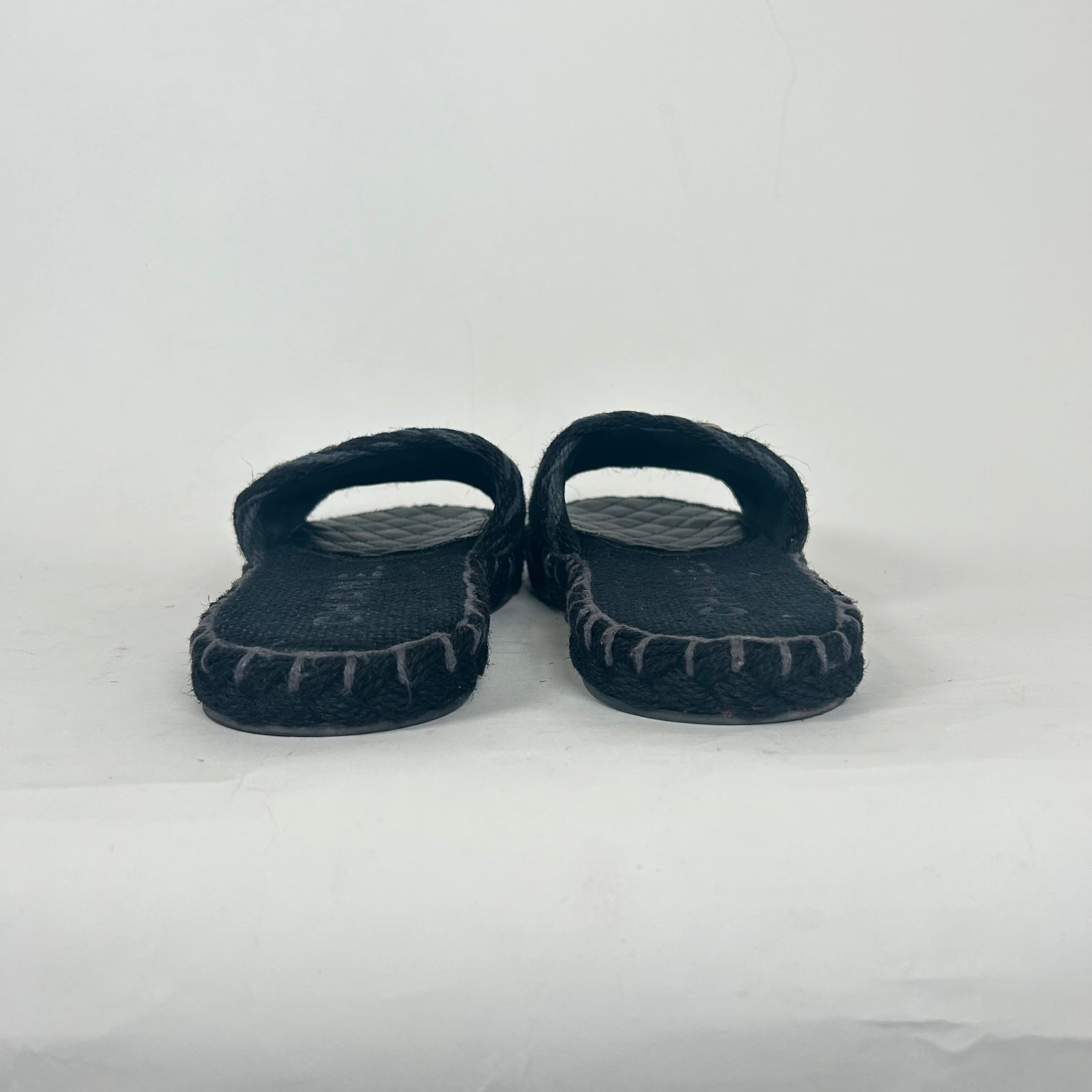 Chanel Black Interlocking CC Braided Tweed Sandals Size 40