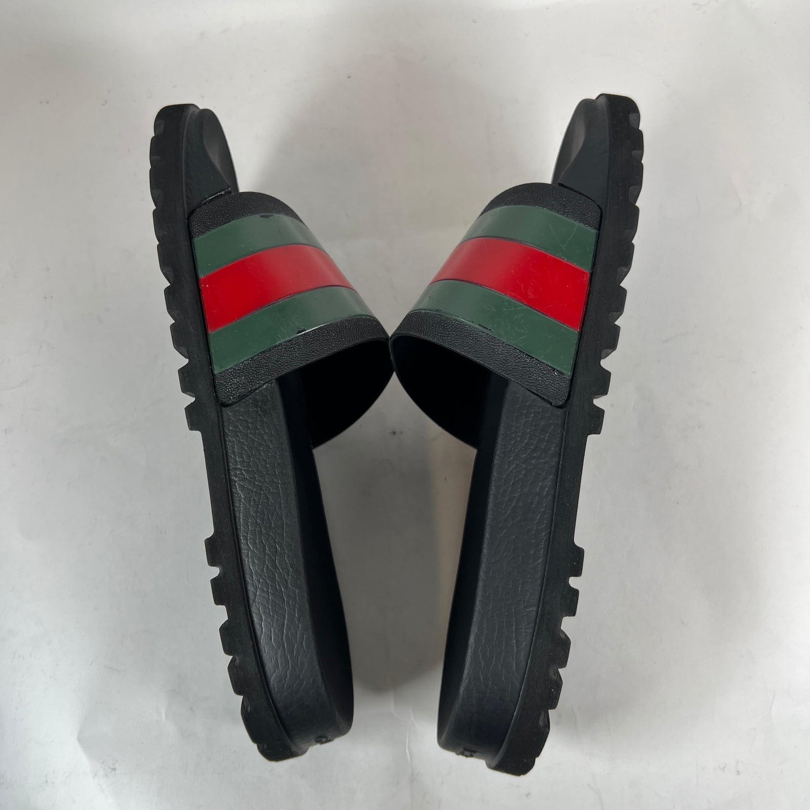 Gucci Black Web Rubber Sandals Size GG 12
