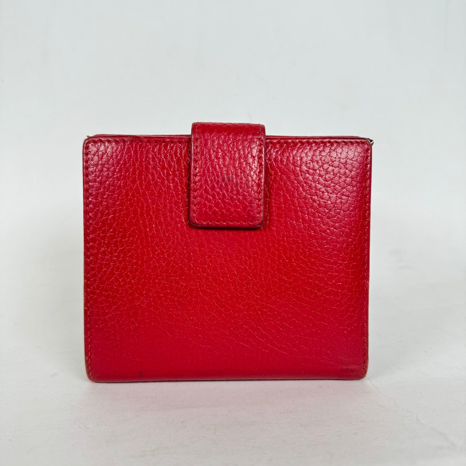 Gucci Red Double G Leather Compact Wallet