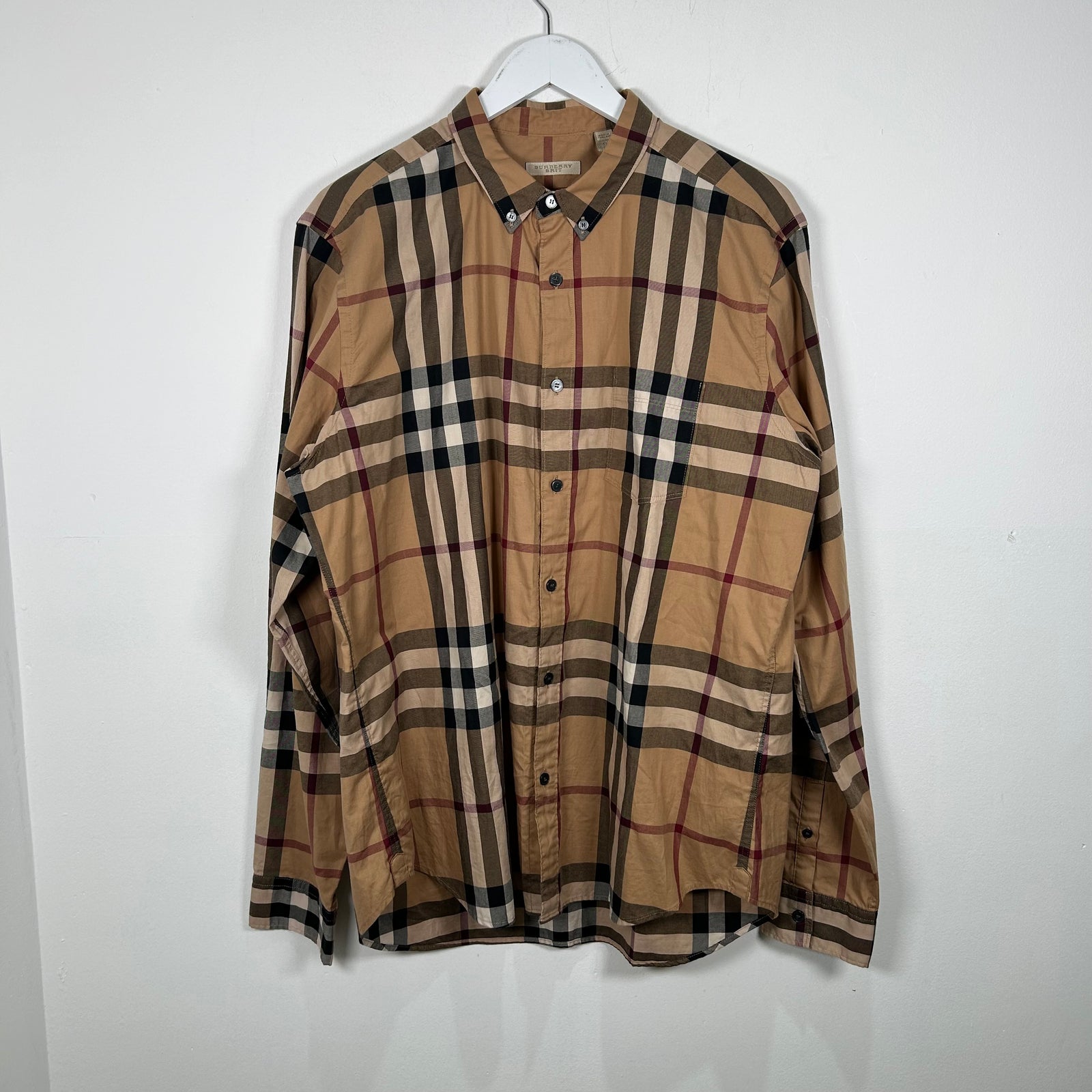 Burberry Brit Plaid Print Button-Up Dress Shirt Size XL