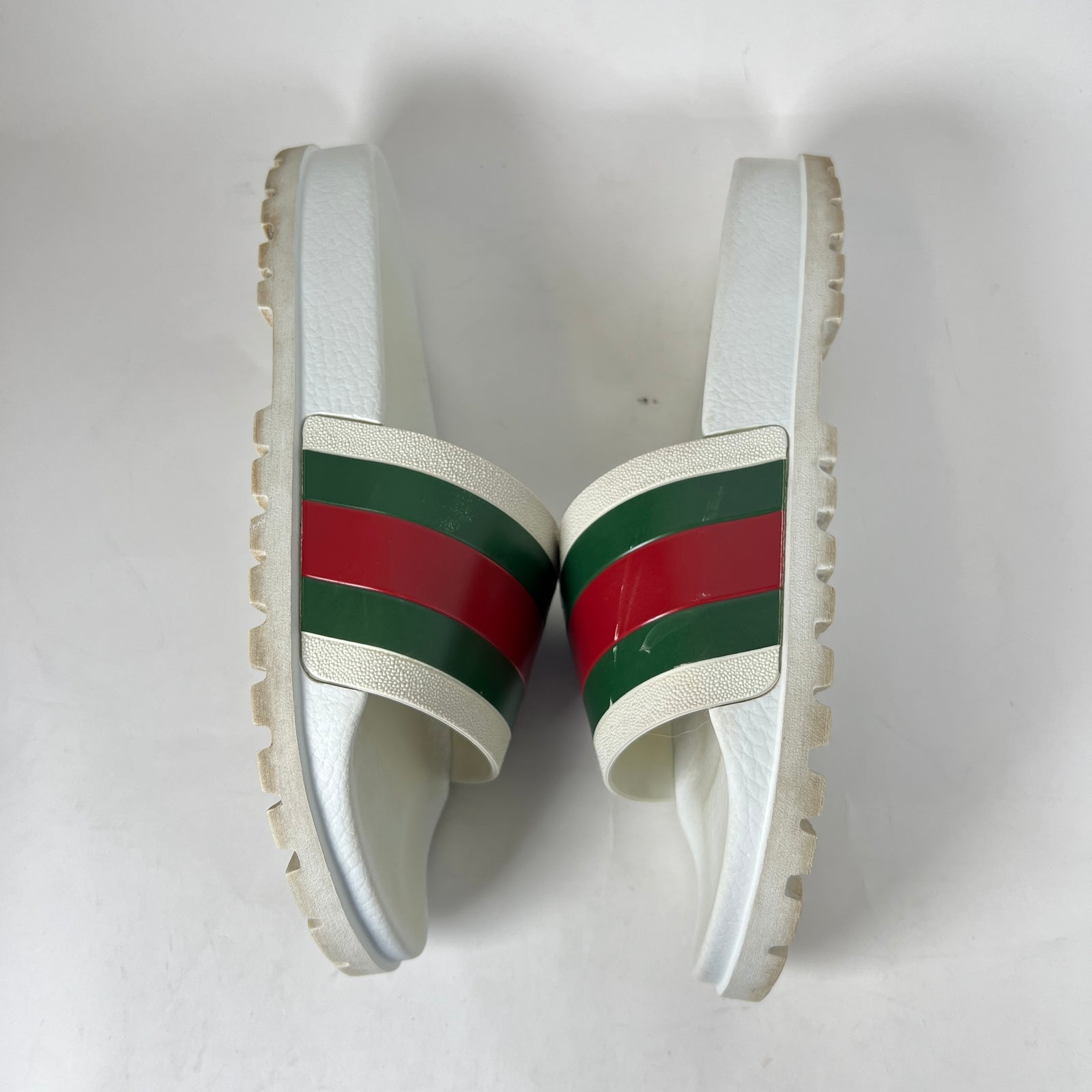 Gucci White Web Rubber Sandals Size GG 9