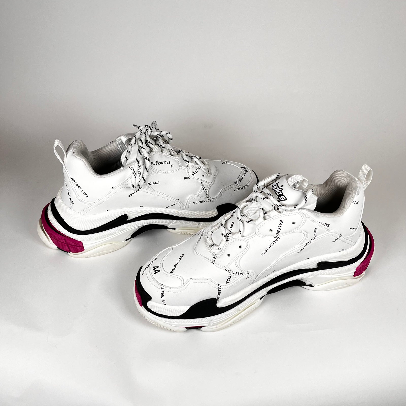 Balenciaga White/Pink Triple S Sneakers Size 44