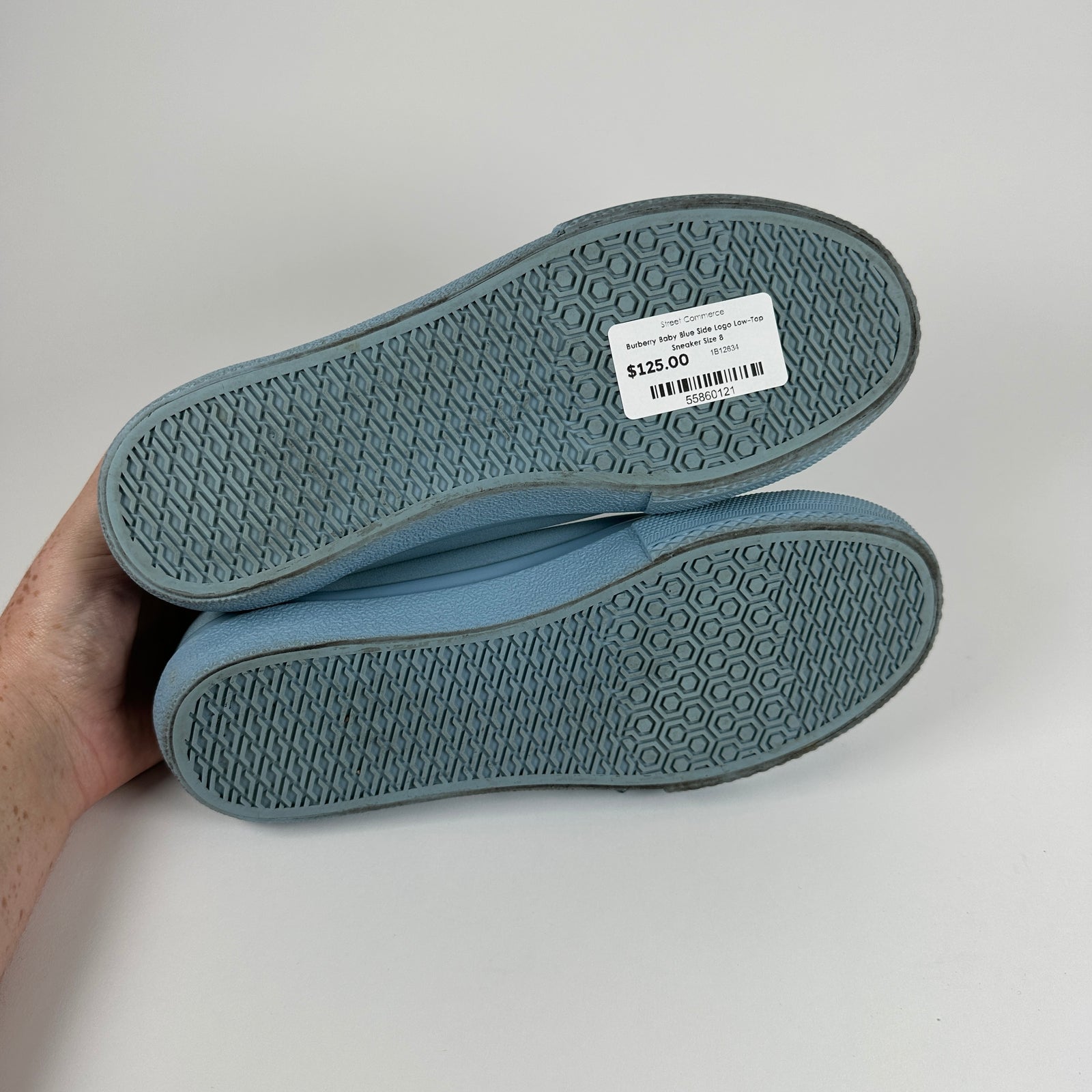 Burberry Baby Blue Side Logo Low-Top Sneaker Size 8