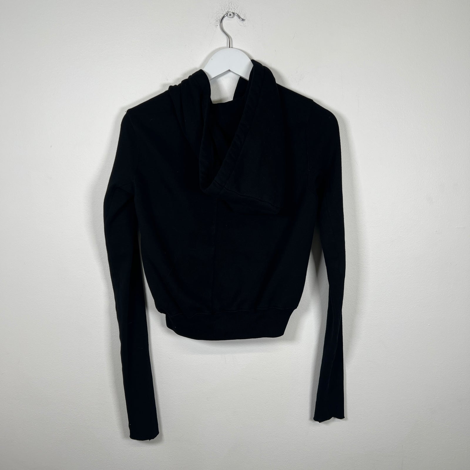 Rick Owens Black Cropped Hoodie Size M