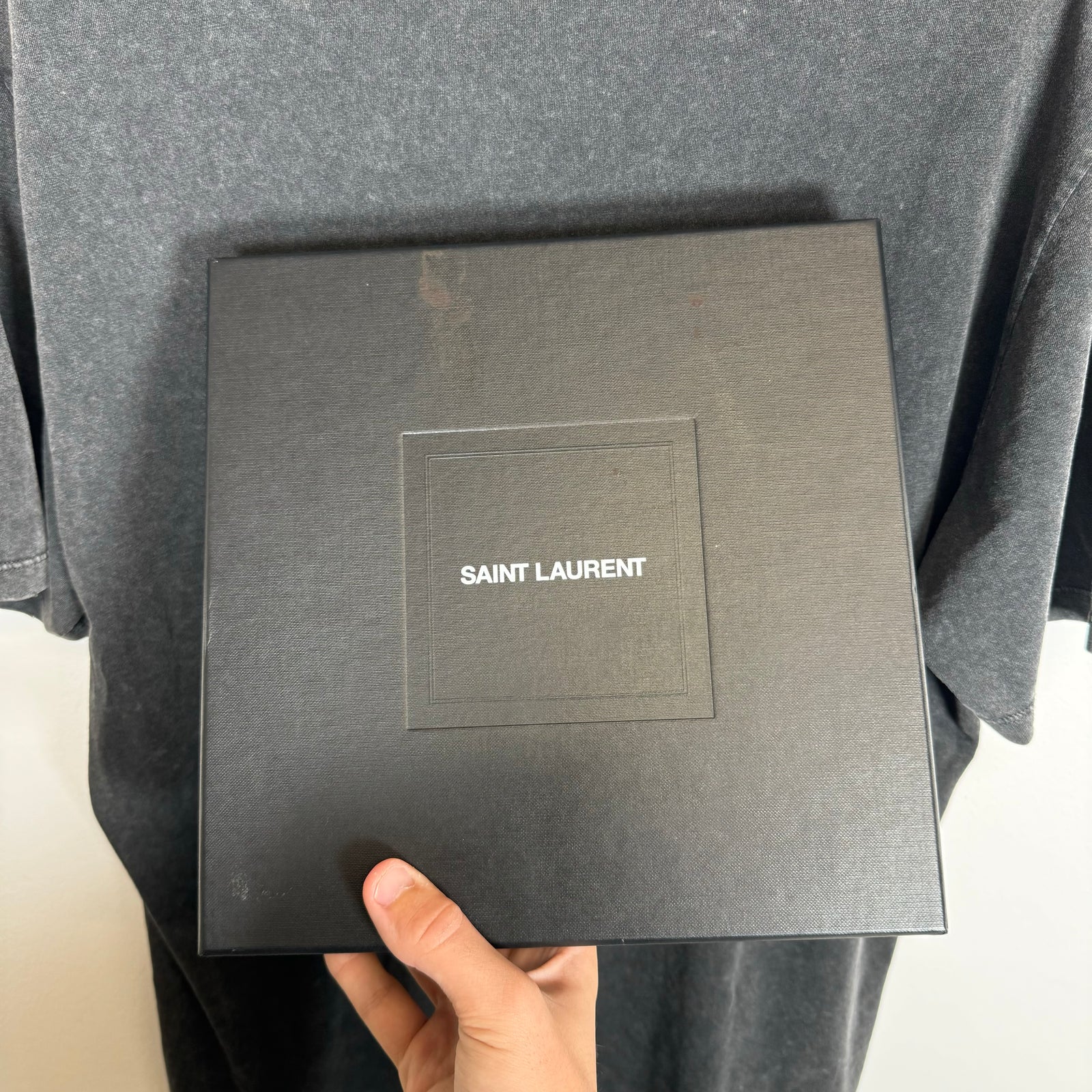 Saint Laurent Black Distressed Logo Tee Size XL