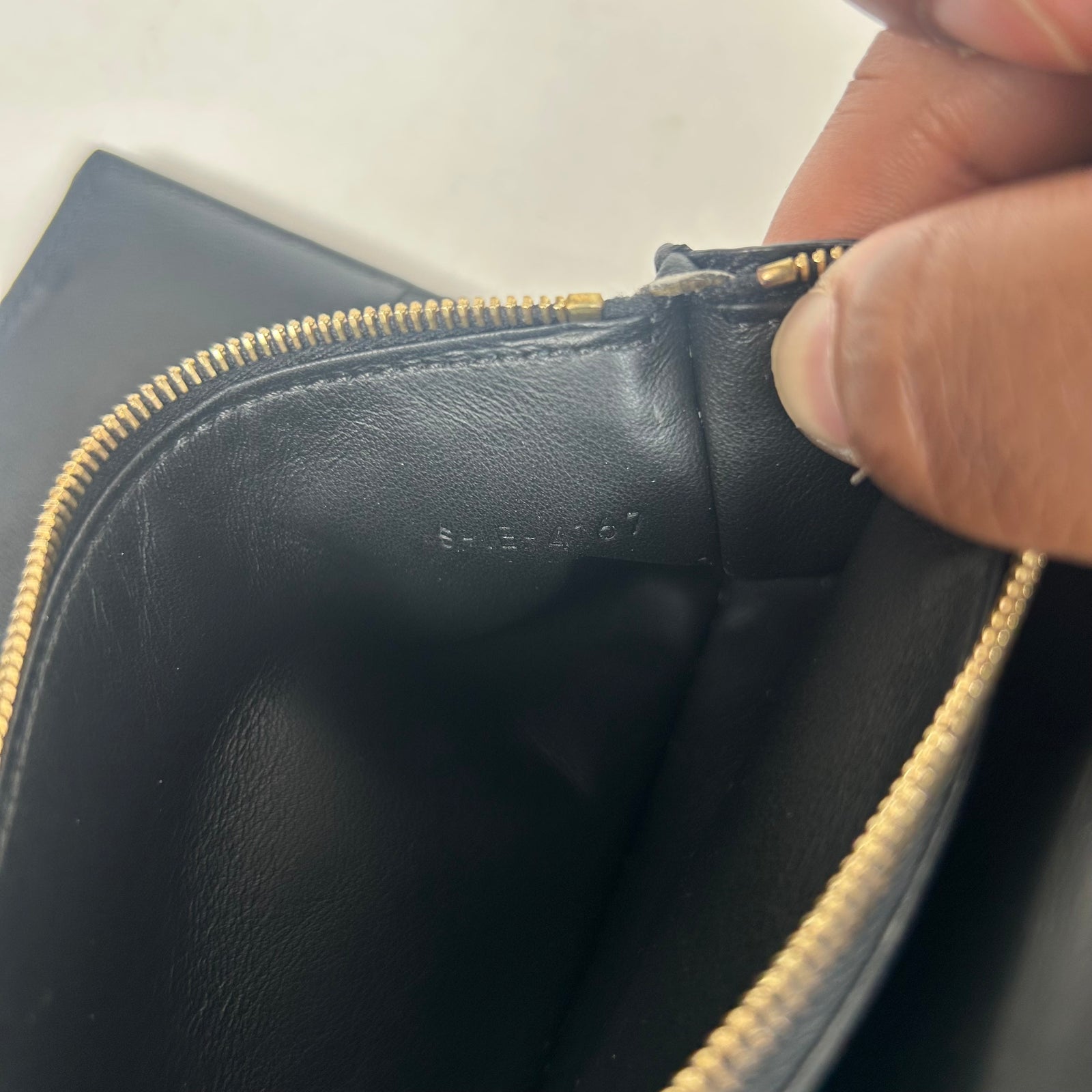 Celine Black/Green Calfskin Envelope Wallet
