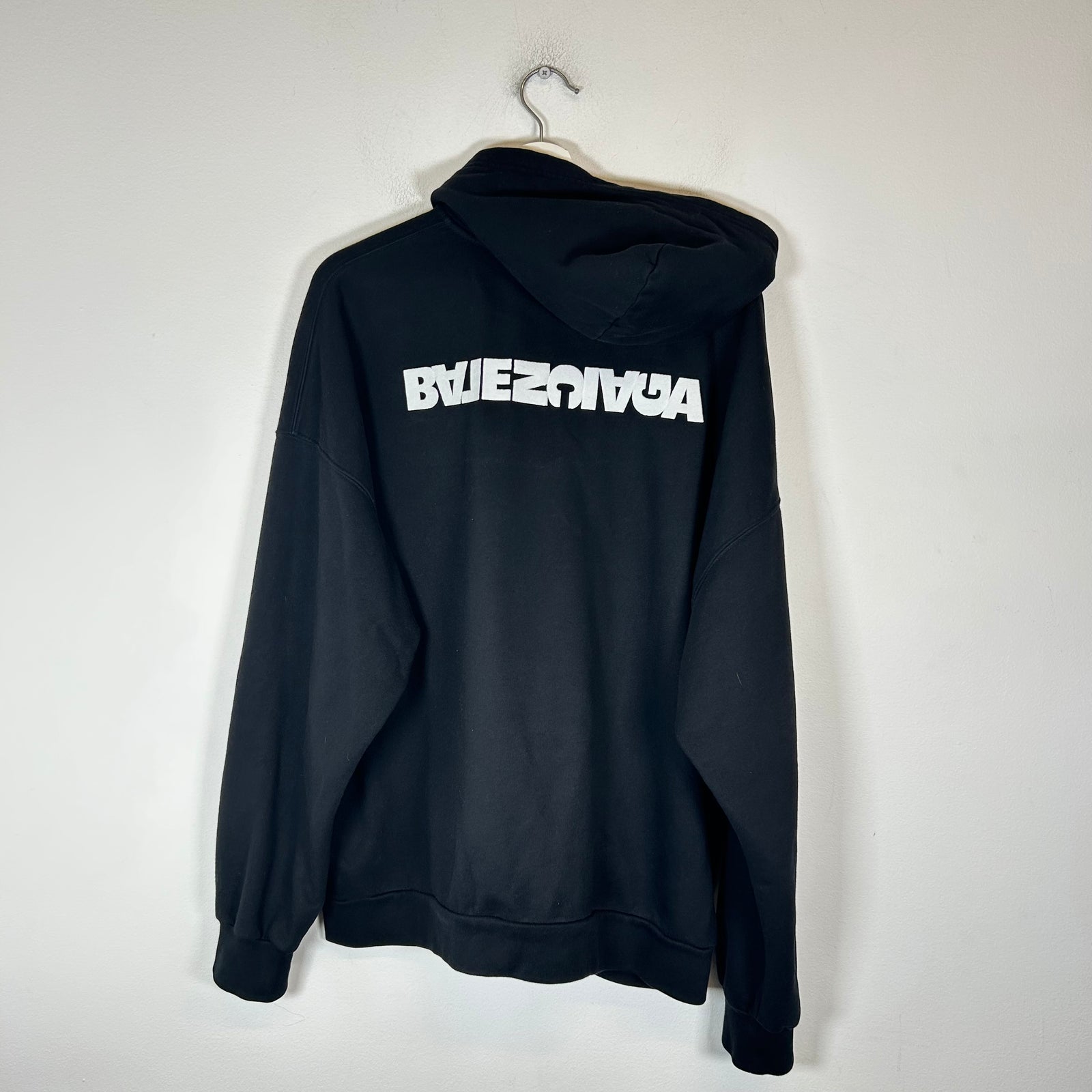 Balenciaga Black Backflip Logo Zip-Up Hoodie Size 2