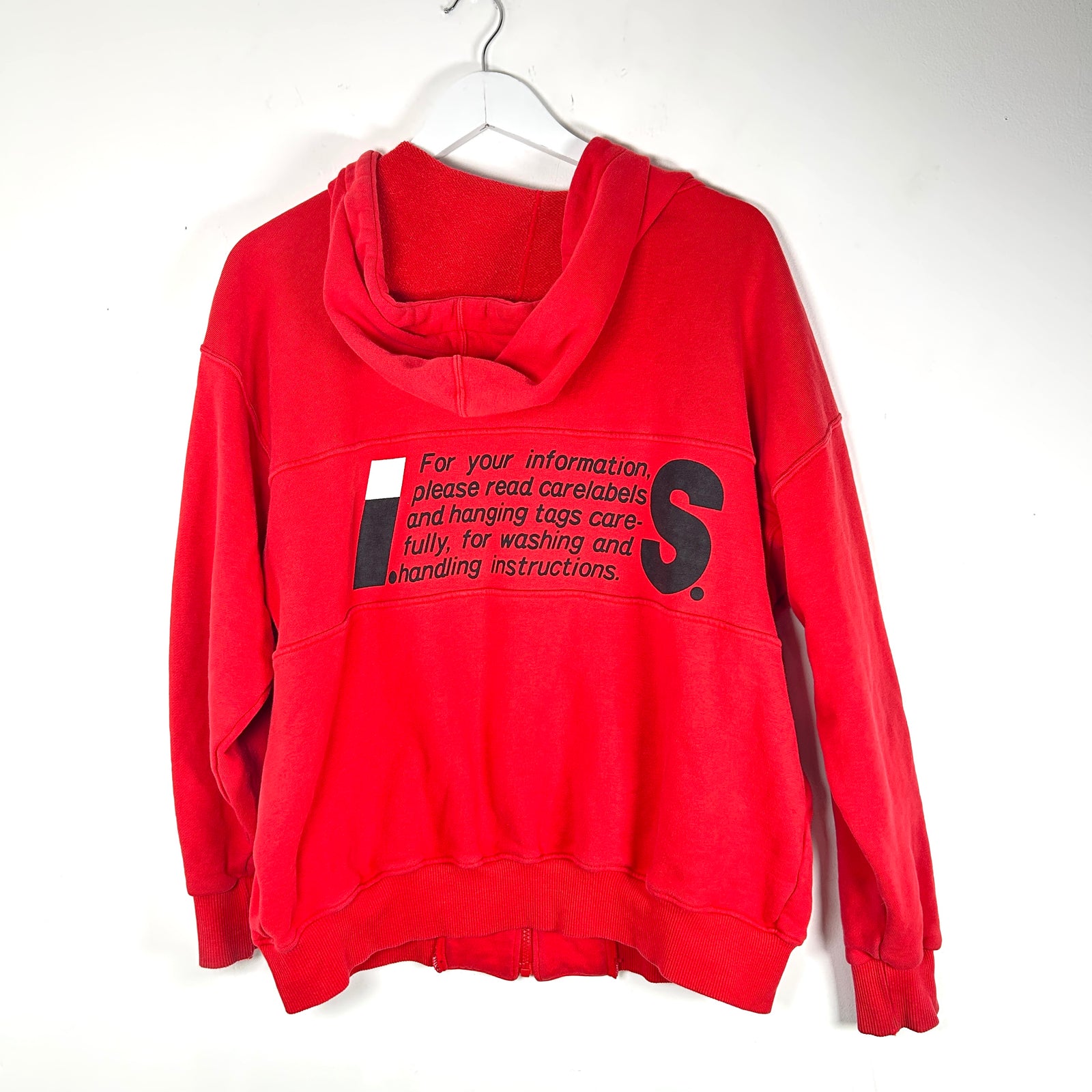 Issey Miyake Red 'Sport' Logo Zip-Up Hoodie Size S
