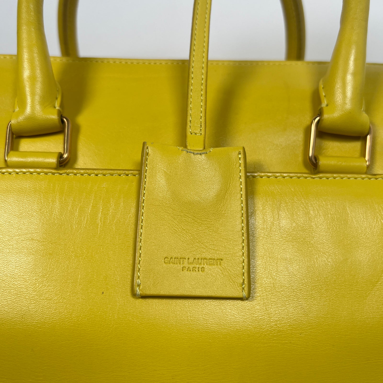 Saint Laurent Yellow Calfskin Leather Classic Baby Duffle Bag
