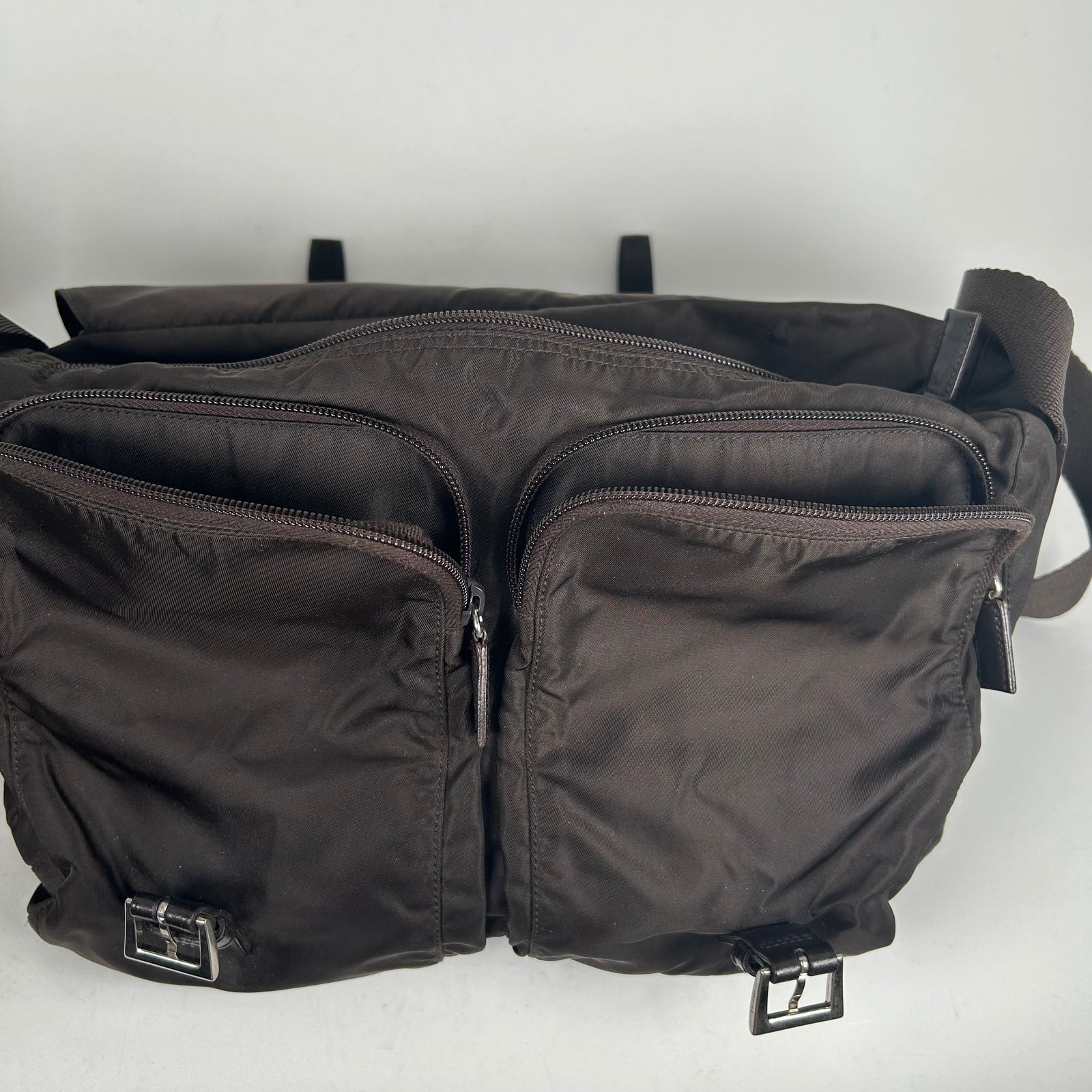Prada Brown Messenger Buckle Bag