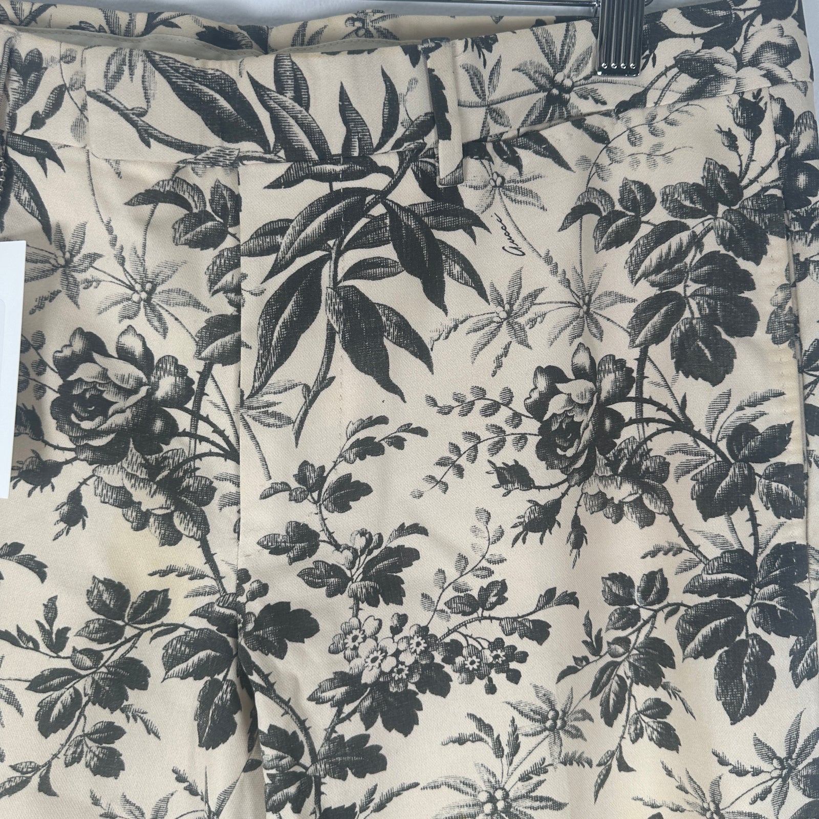 Gucci Black Ivory Floral Pants Size 32