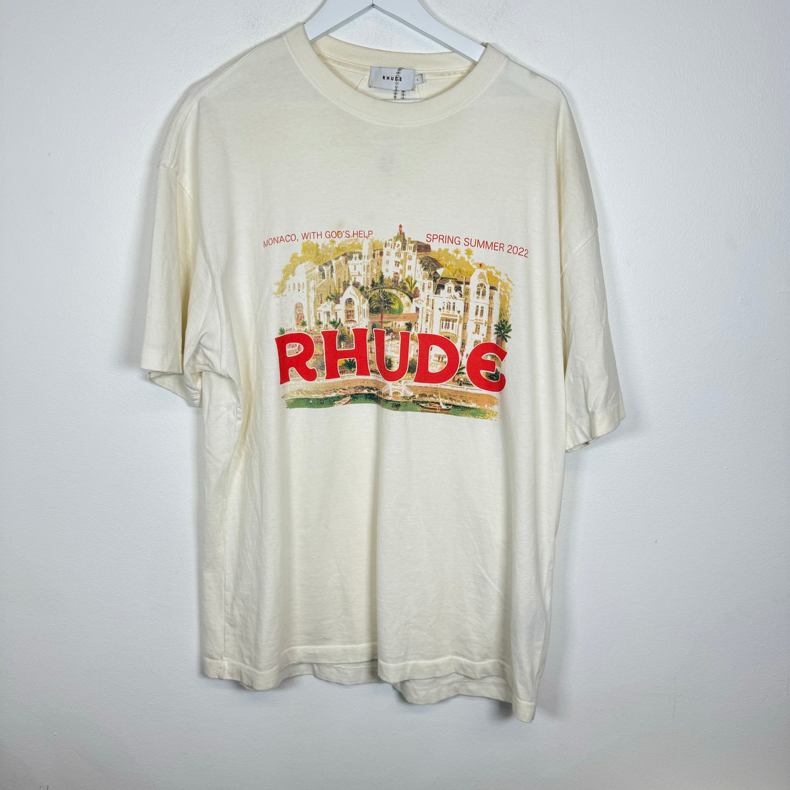 Rhude Cream Monaco Tee Size L