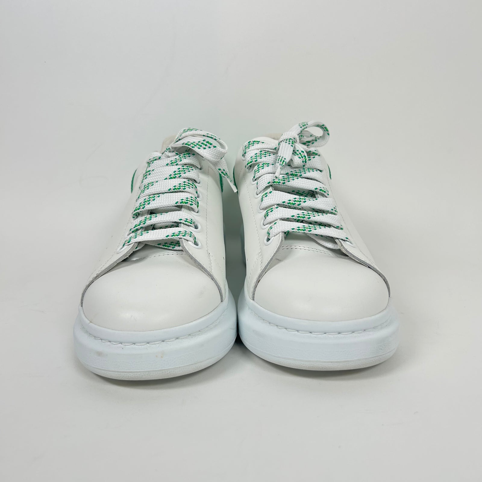 Alexander McQueen White/Green Croc Embossed Sneaker Size 43.5