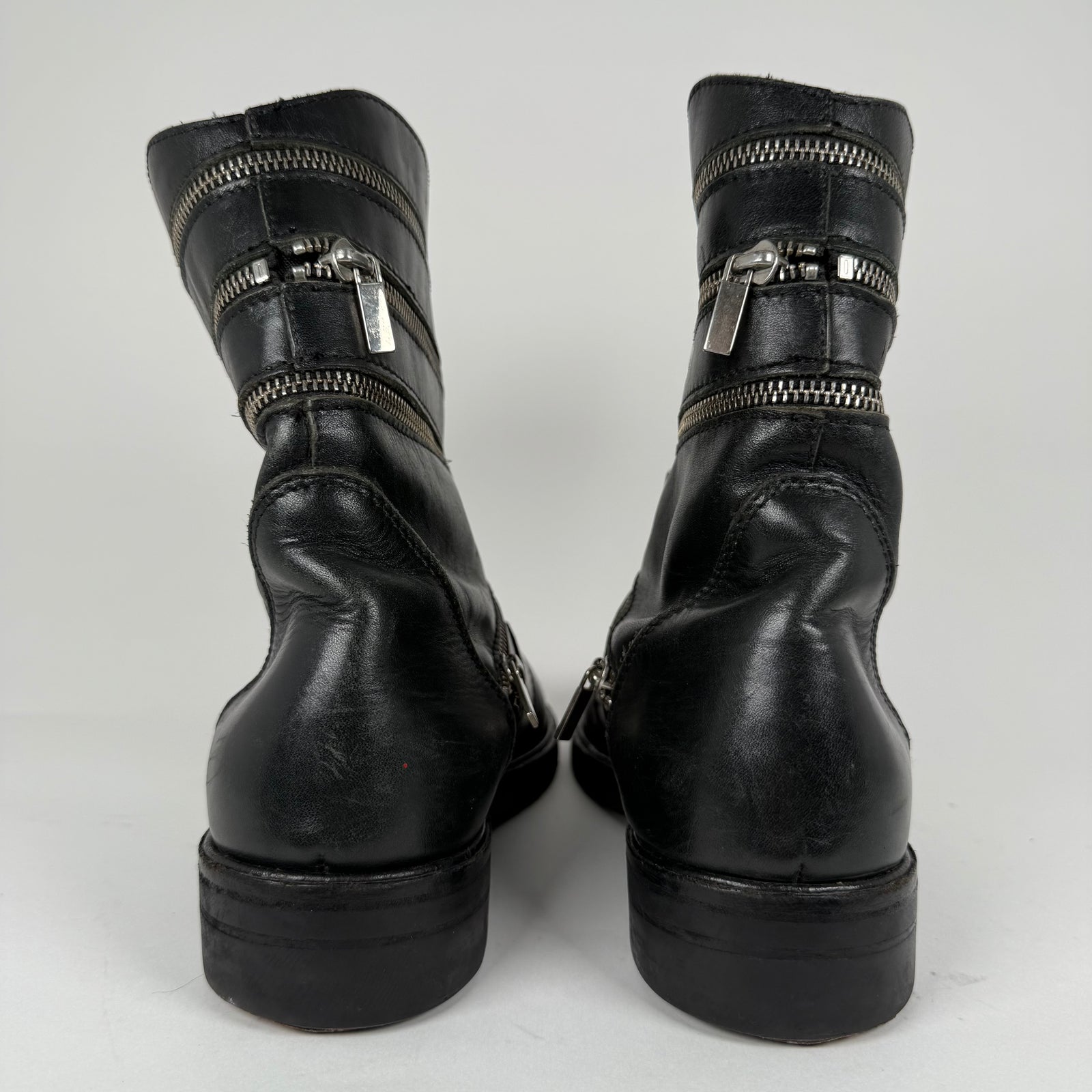 Raf Simons AW06 Black 'Accordion' Zipper Boots Size 8