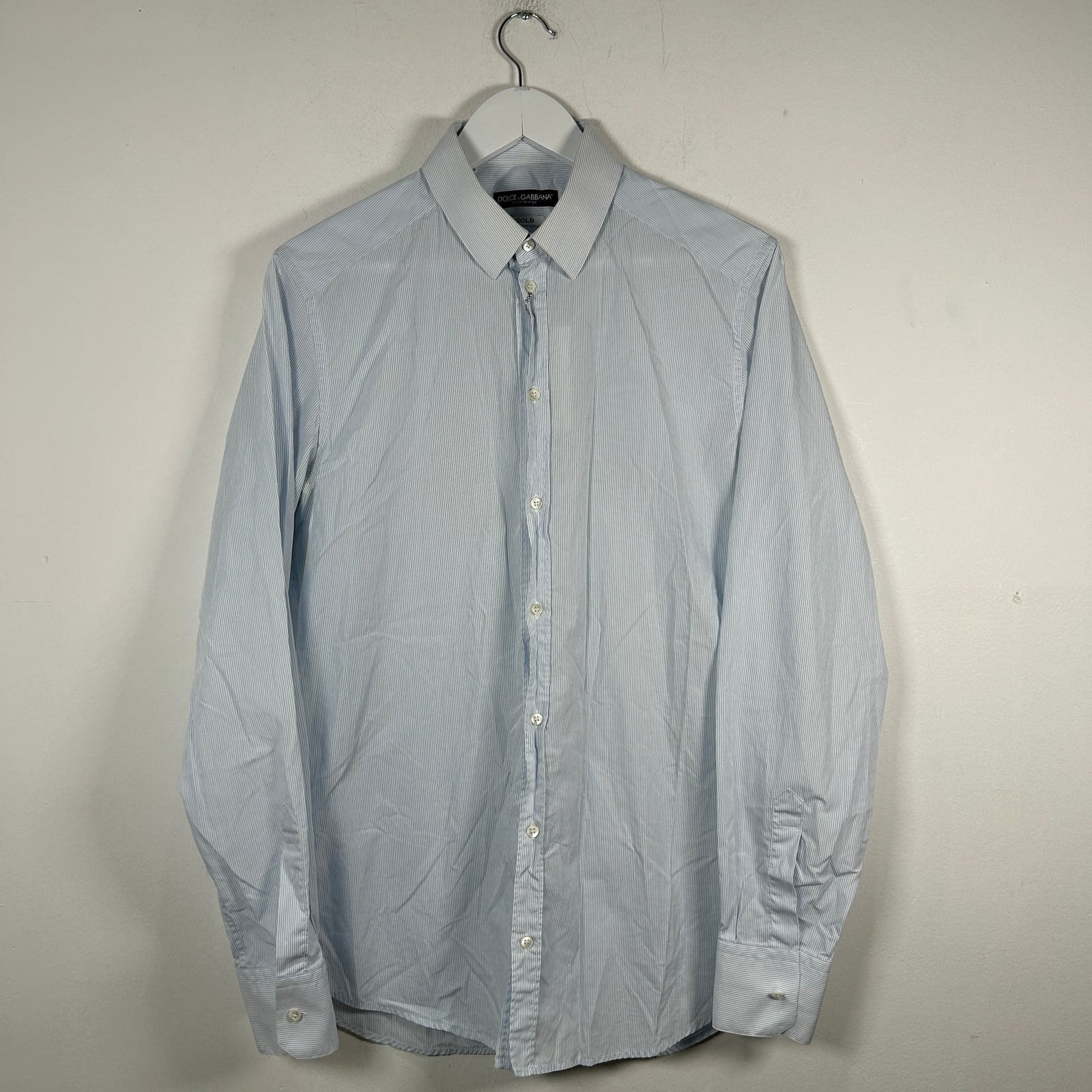 Dolce Gabbana Blue Pinstripe Button Up Shirt Size M