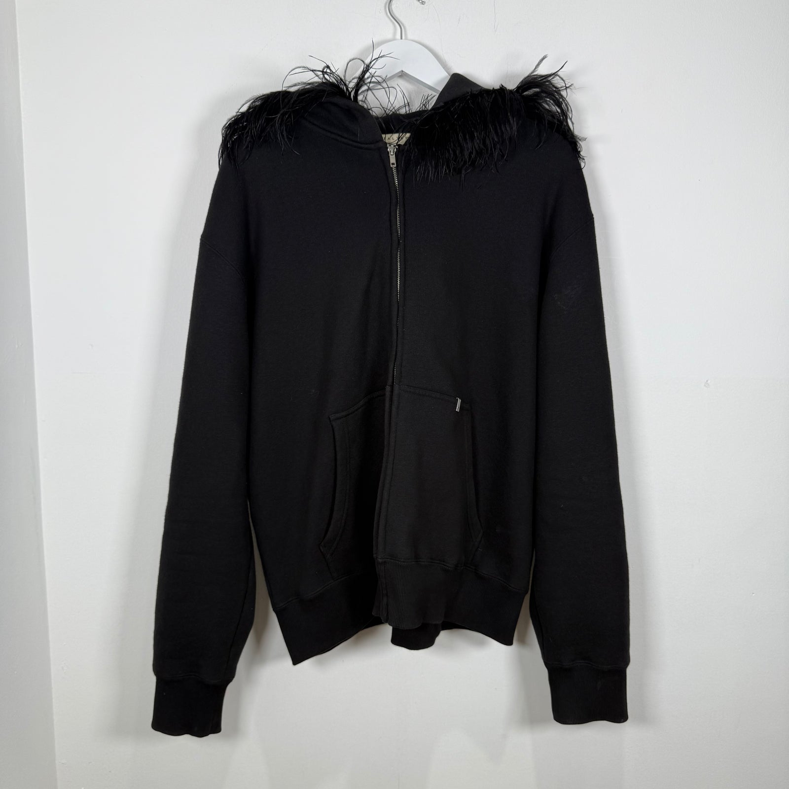 1017 Alyx 9SM Black Fur Hair Zip-Up Hoodie Size L