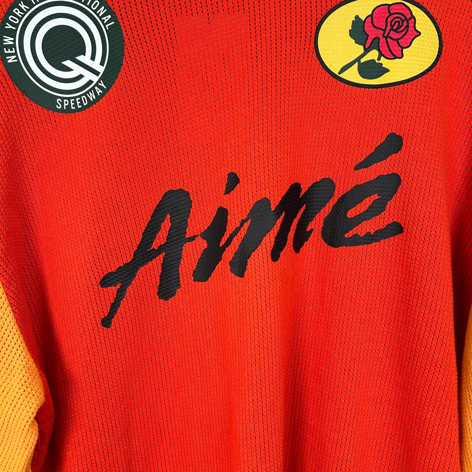 Aime Leon Dore Orange Mesh Moto Longsleeve Size XL
