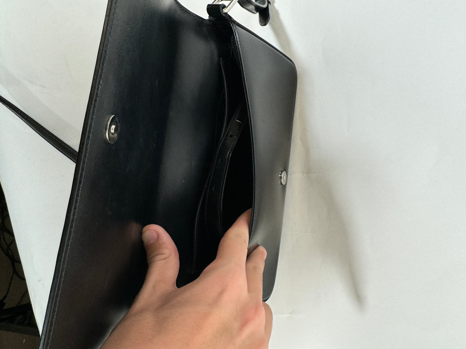 Prada Black Leather Clutch Cross-Body Bag