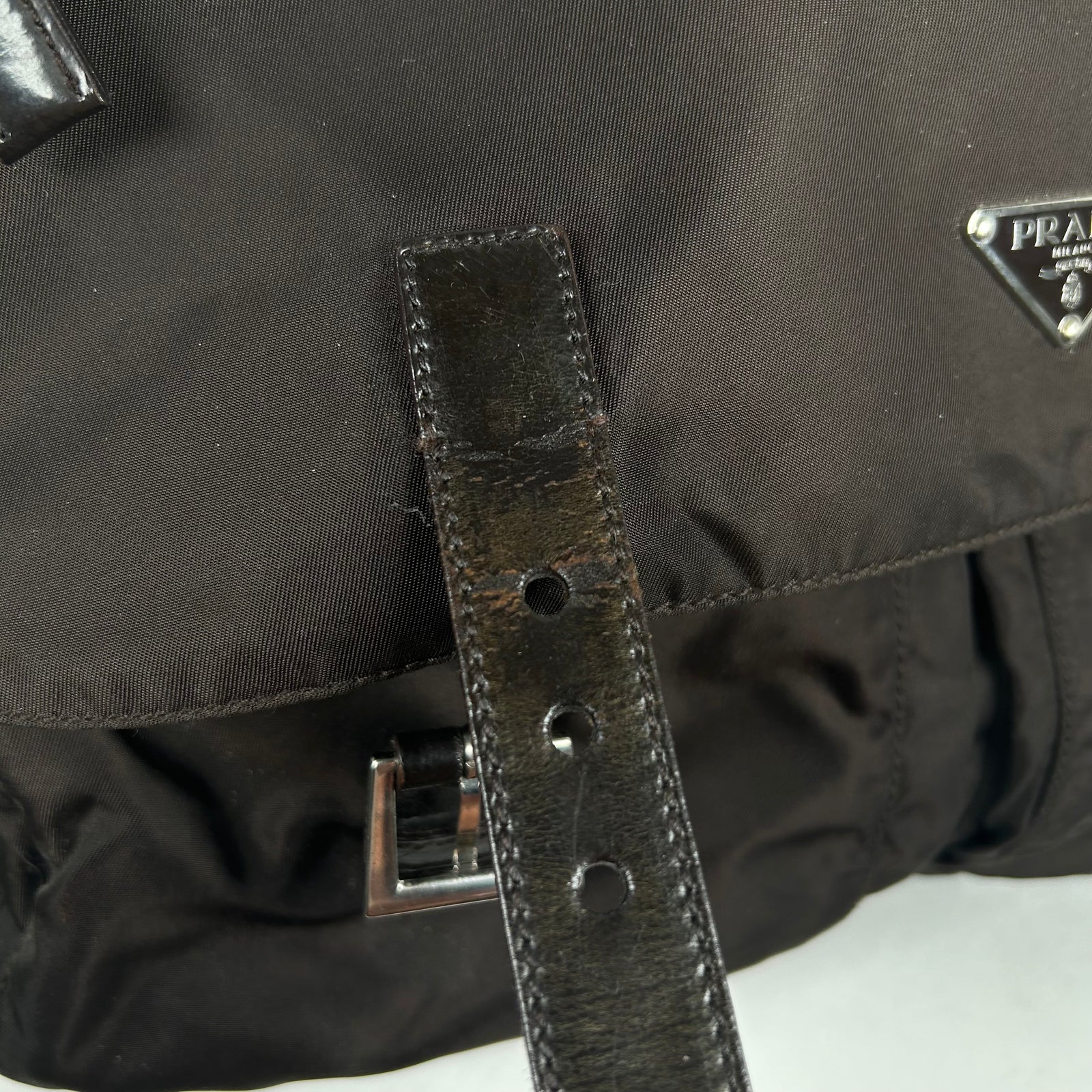Prada Brown Messenger Buckle Bag