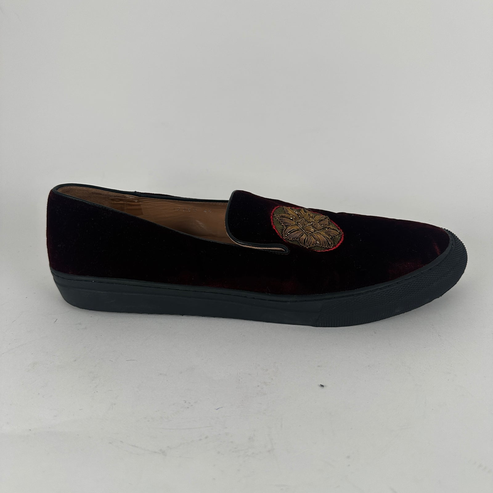Dries Van Noten Red Velour Slip-On Sneakers Size 12